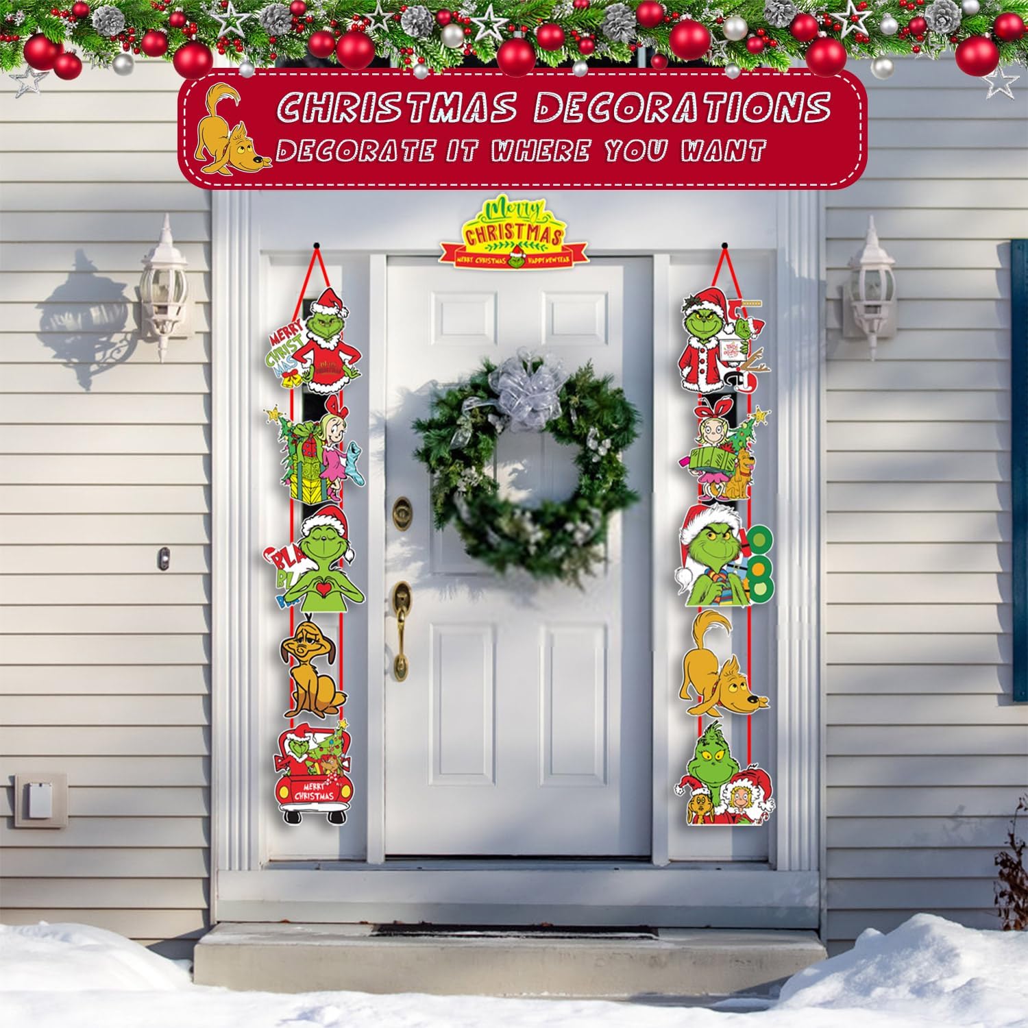 11Pcs Large Funny Christmas Door Decor Kit