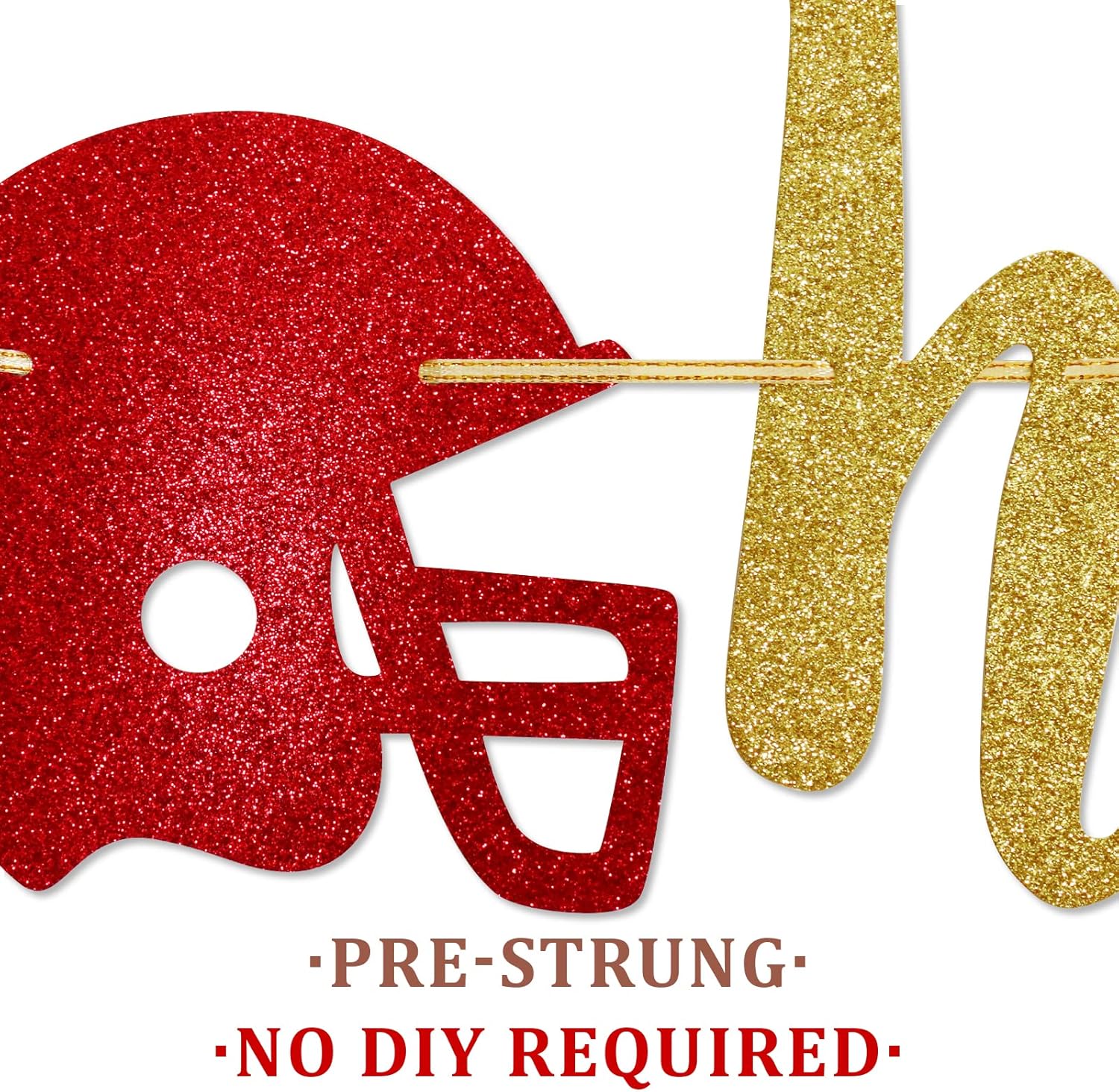 Happy Birthday Football Banner with Gold Glitter
