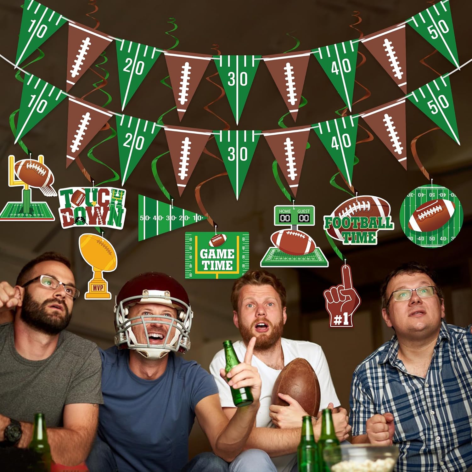 Football Party Decor Set 2 Banners 9 Swirls