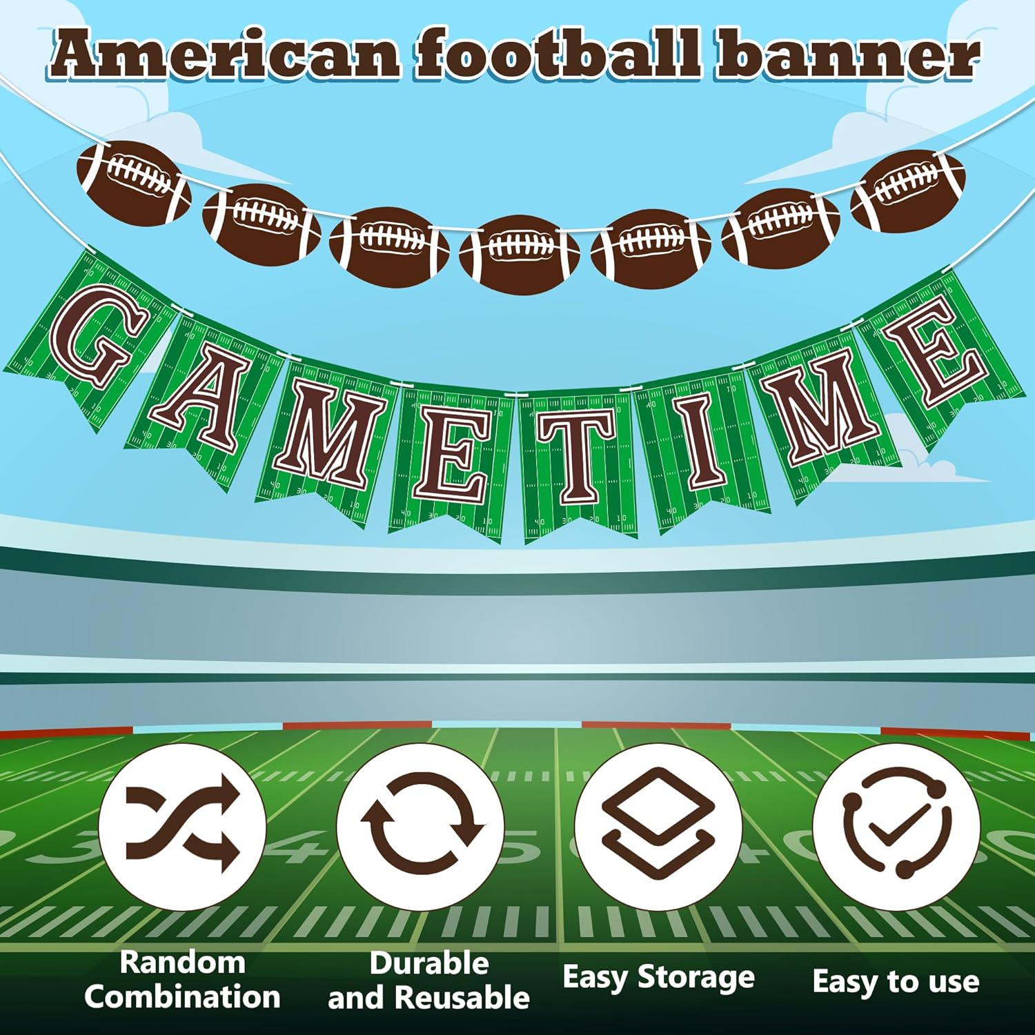OHOME Football Party Decorations Banner