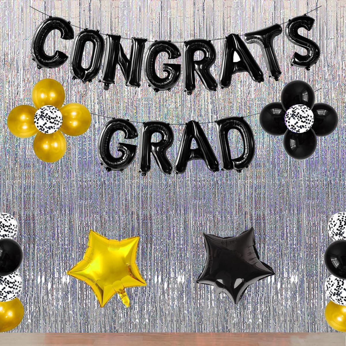 Black Graduation Congratulations Balloon Banner Kit 2025
