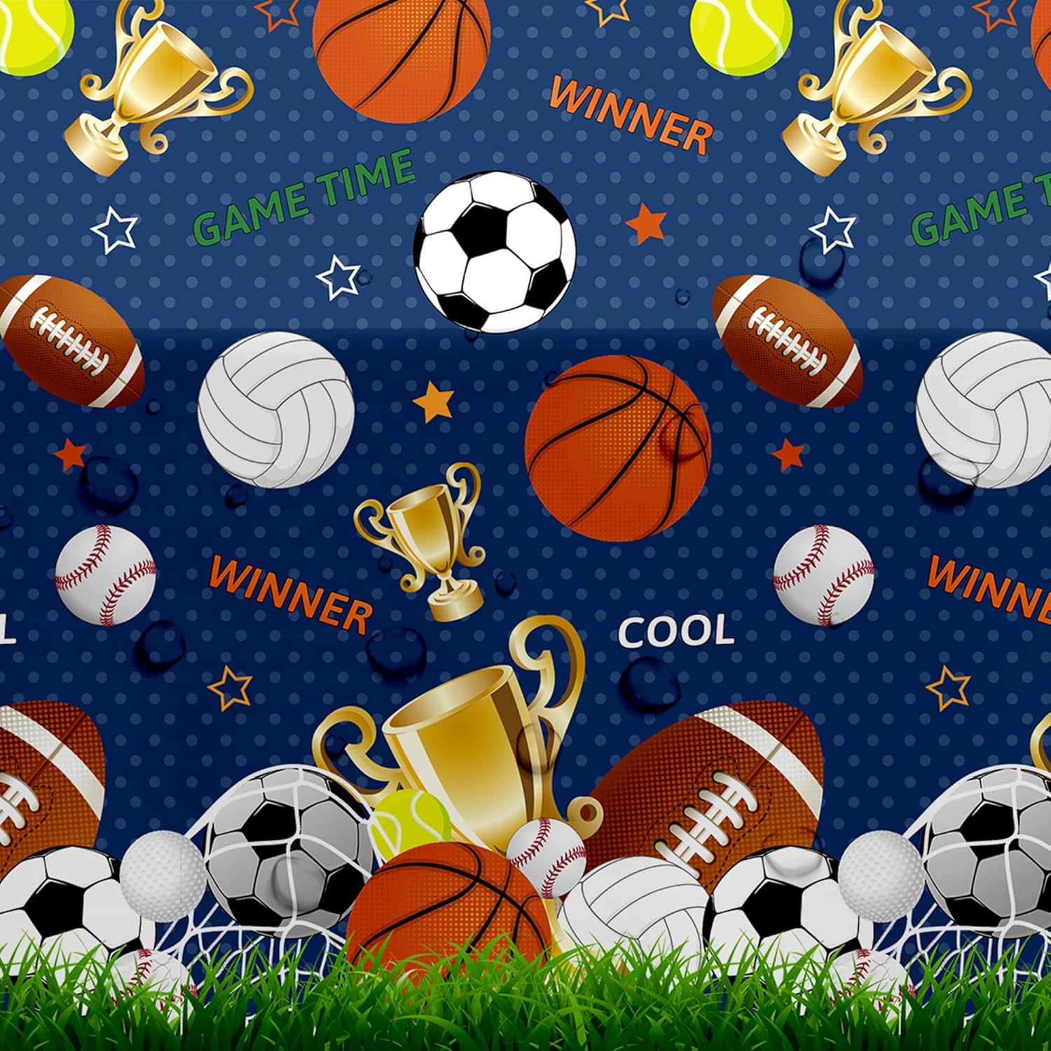Owelleny Sports Birthday Tablecloth Set 3Pcs