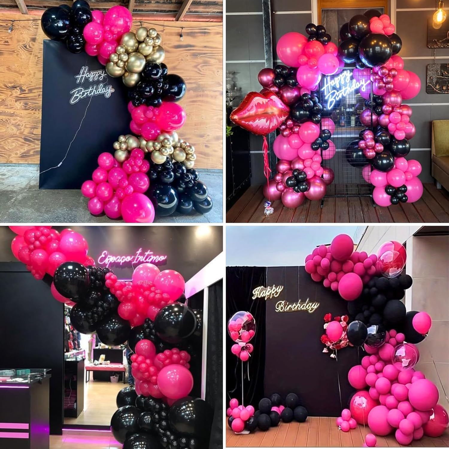 Pink and Black Balloons 60PCS Decor Set for Parties