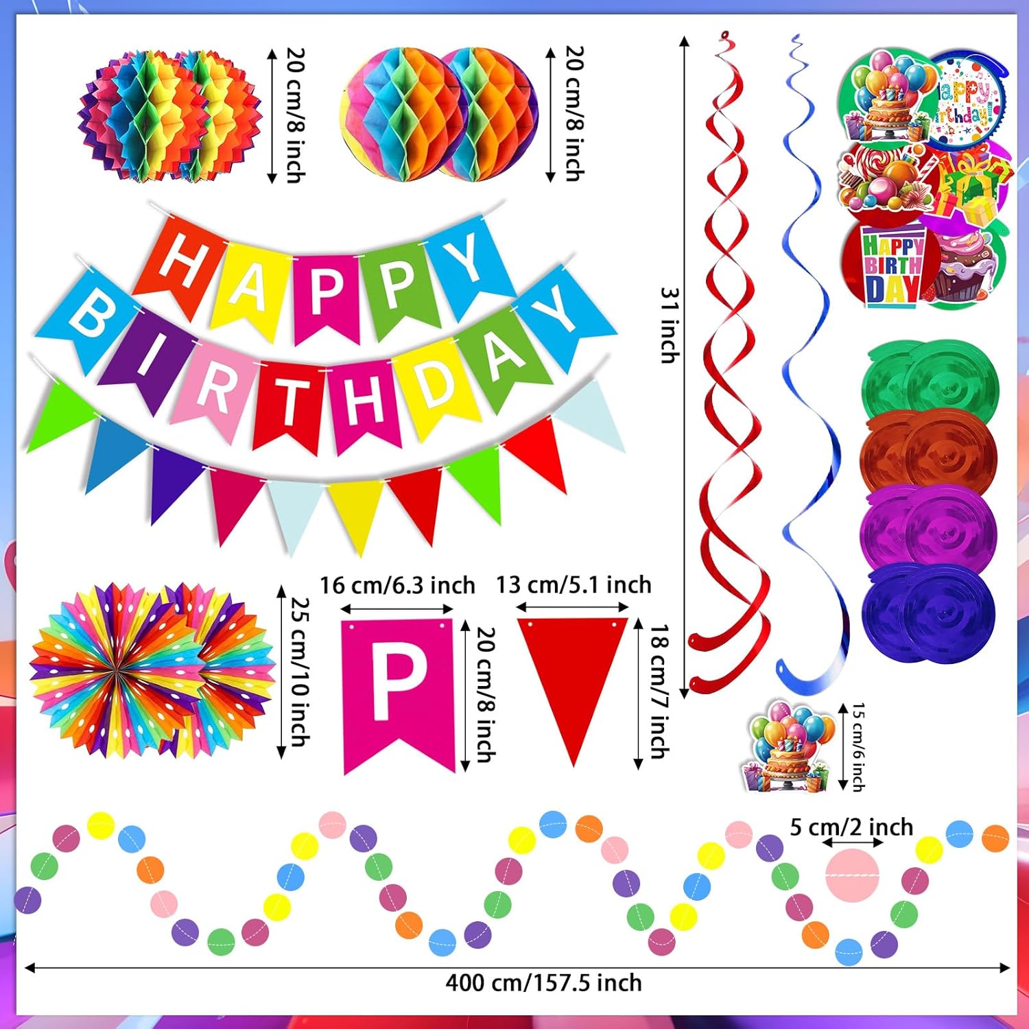 Colorful Happy Birthday Decorations Set