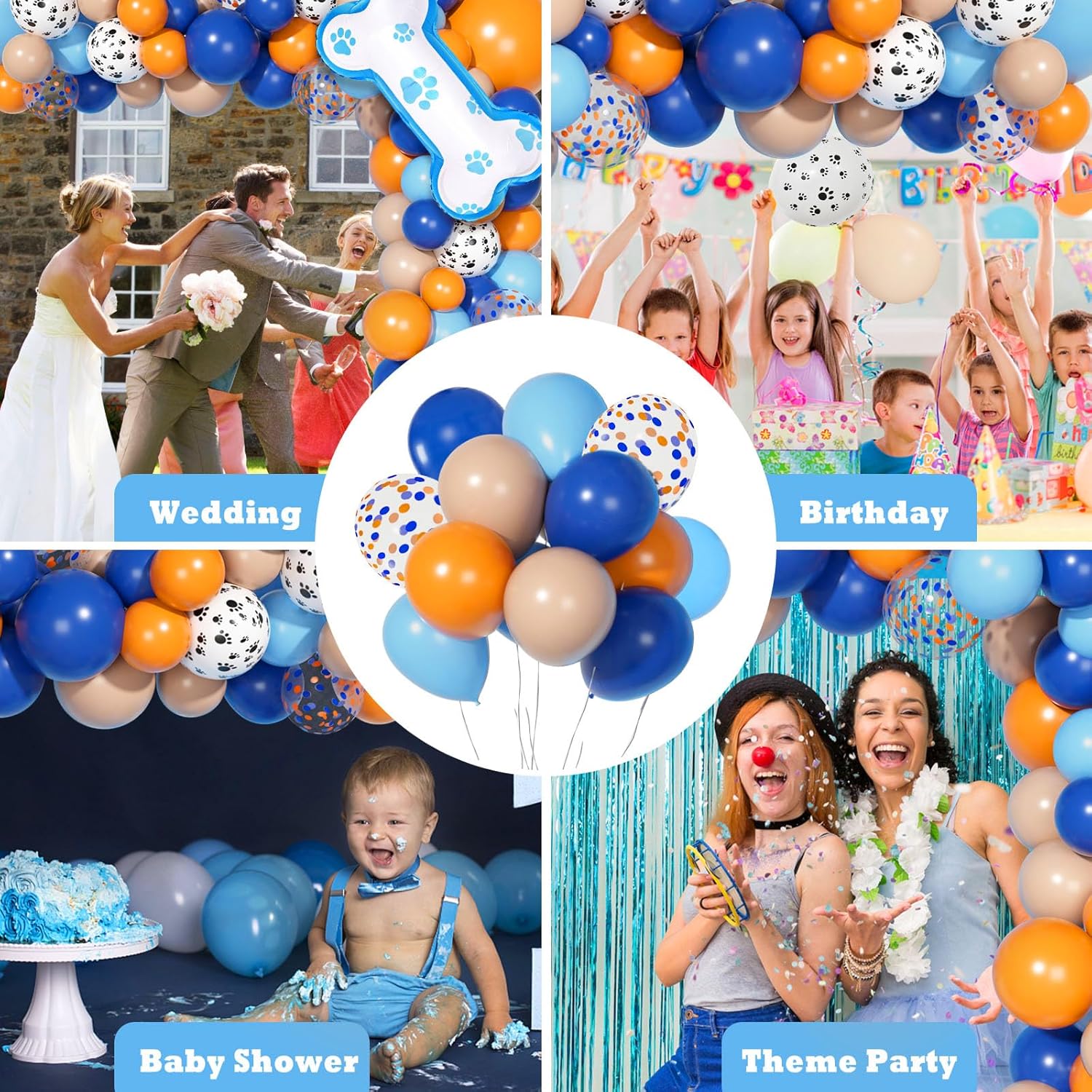 121Pcs Blue Birthday Balloon Garland Kit for Kids Parties