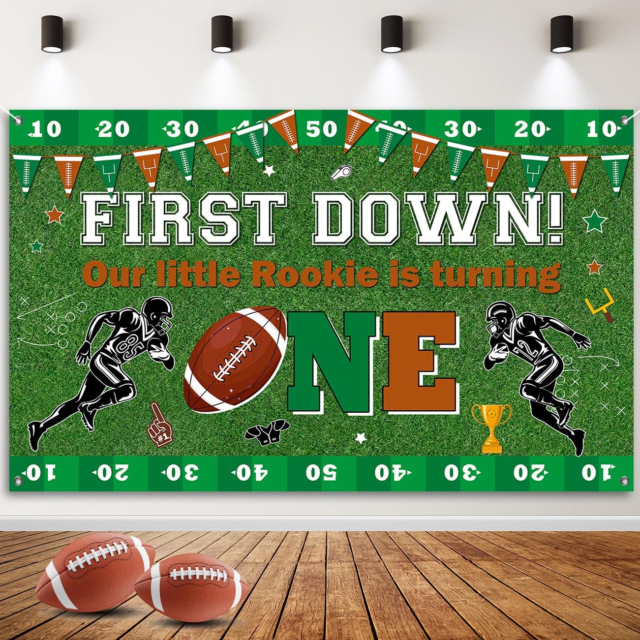 Football 1st Birthday Banner for Boys 5x3ft