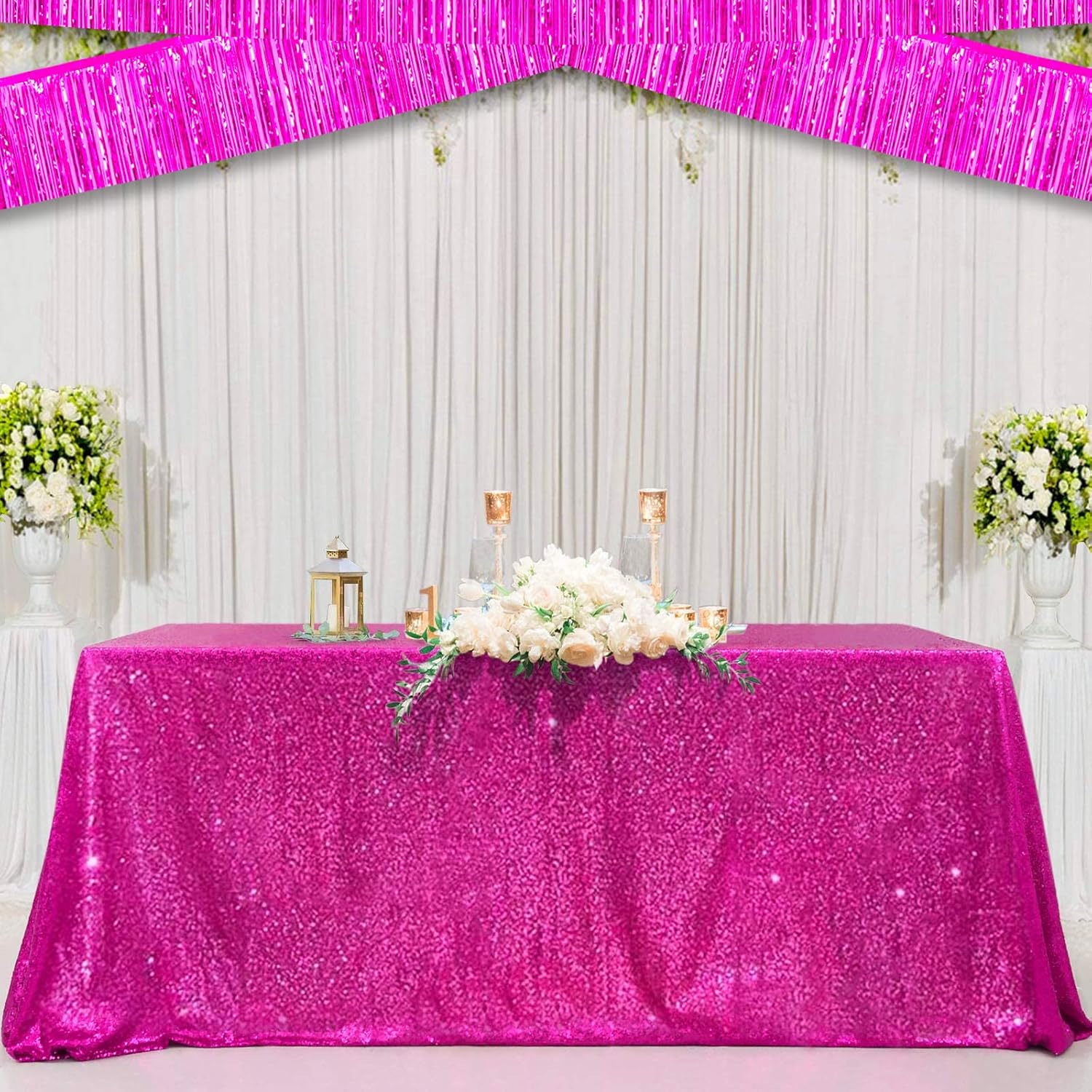 6 Pack 10 Feet Metallic Foil Garland Tinsel Streamers for Party Deco