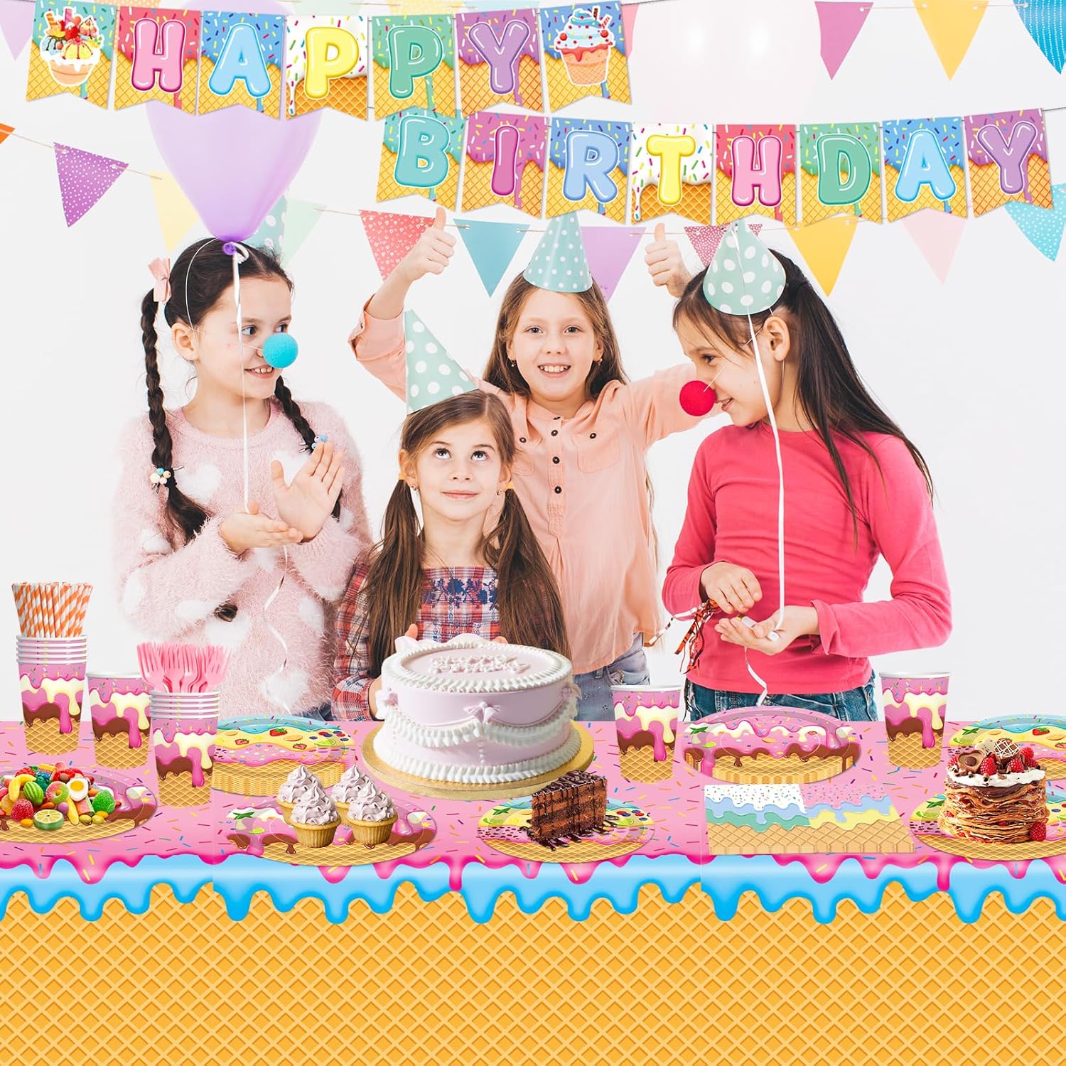 146Pcs Ice Cream Party Supplies Kit for 24 Guests