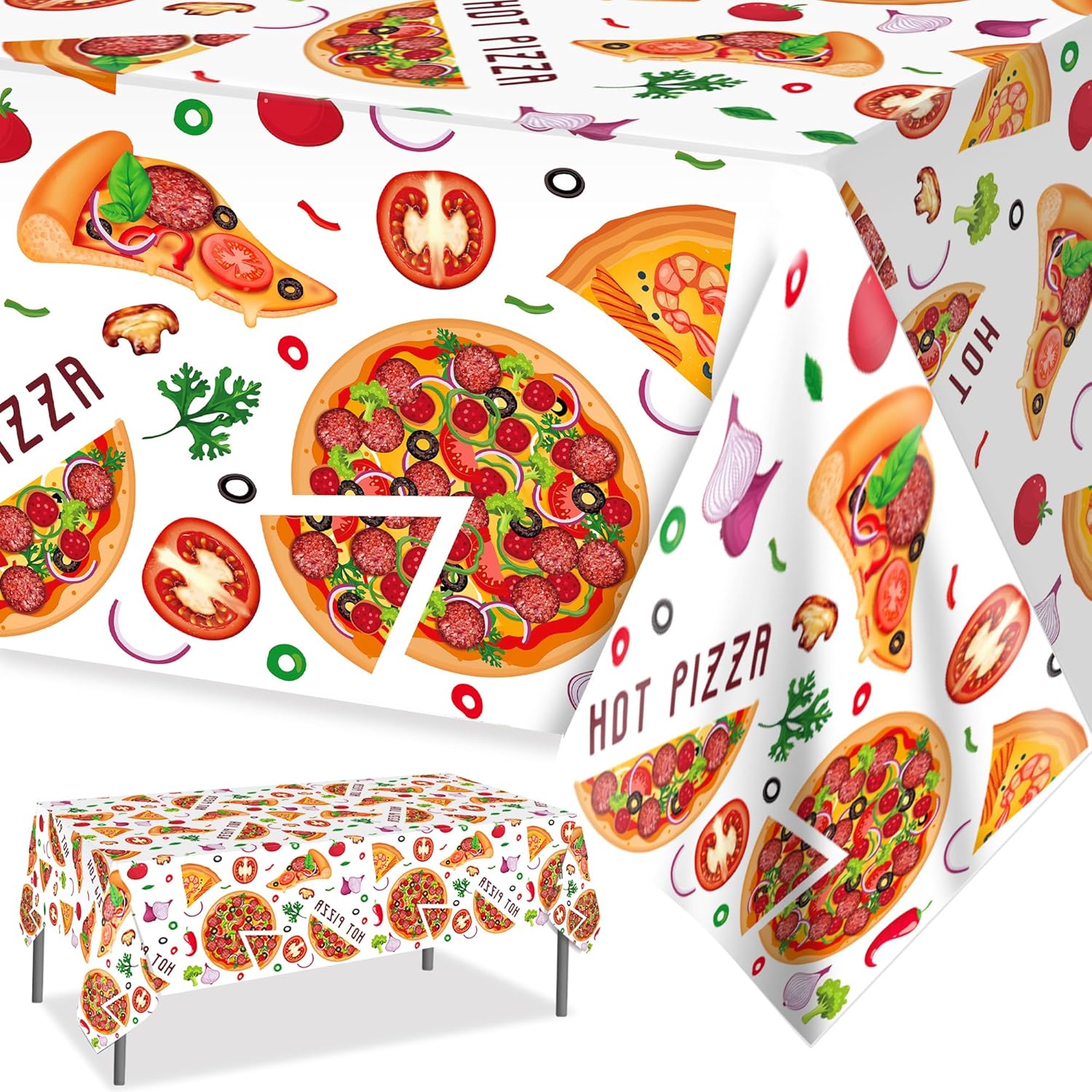 PHOGARY Pizza Tablecloth for Party Tables