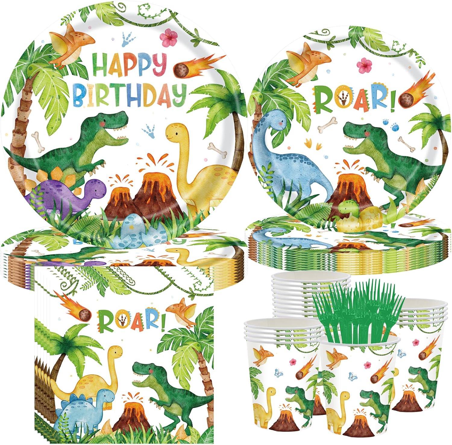 CANCJ Dinosaur Party Set 120Pcs Tableware
