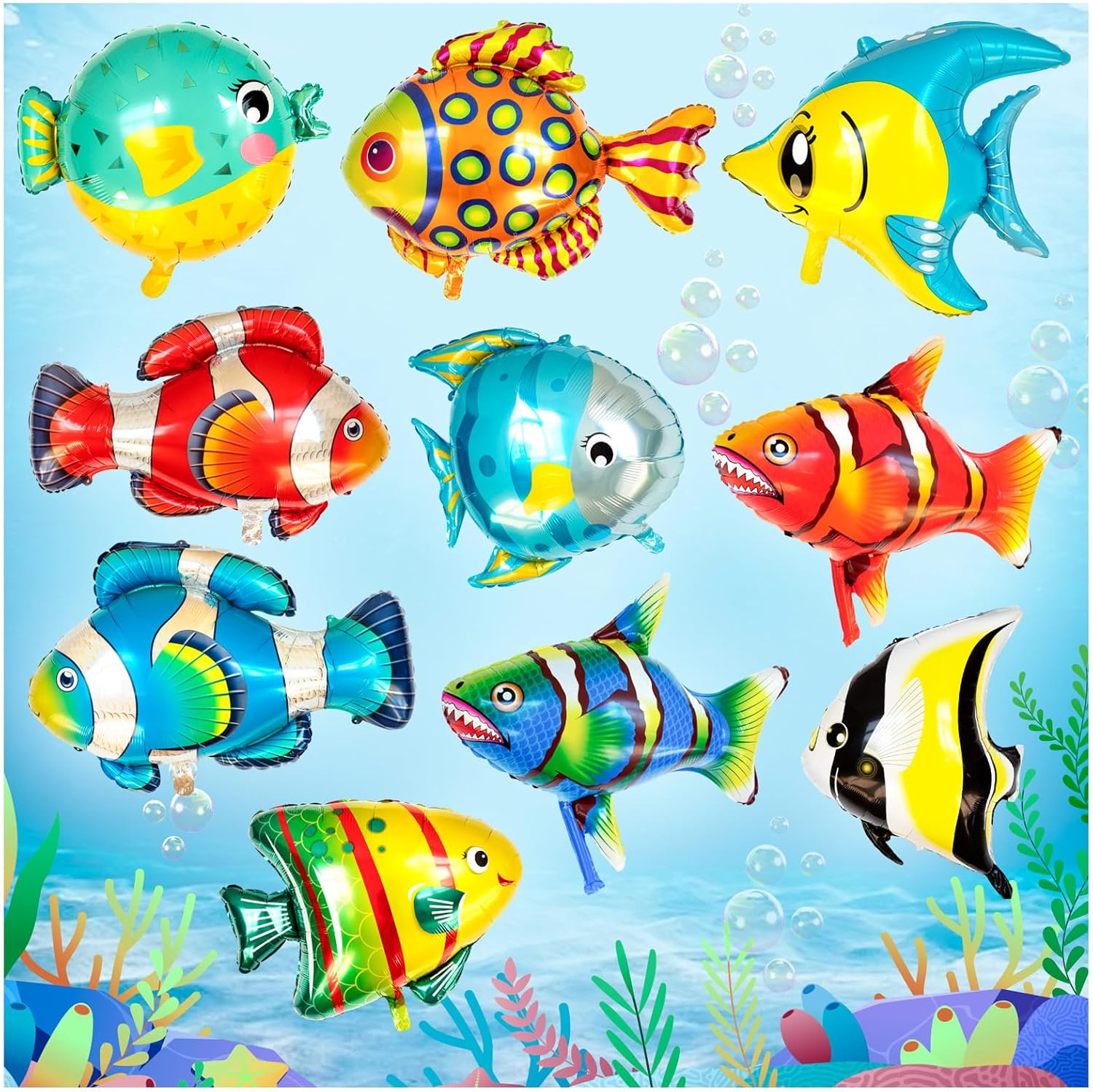 Fish Balloons Decoration 10PCS for Kids Birthday