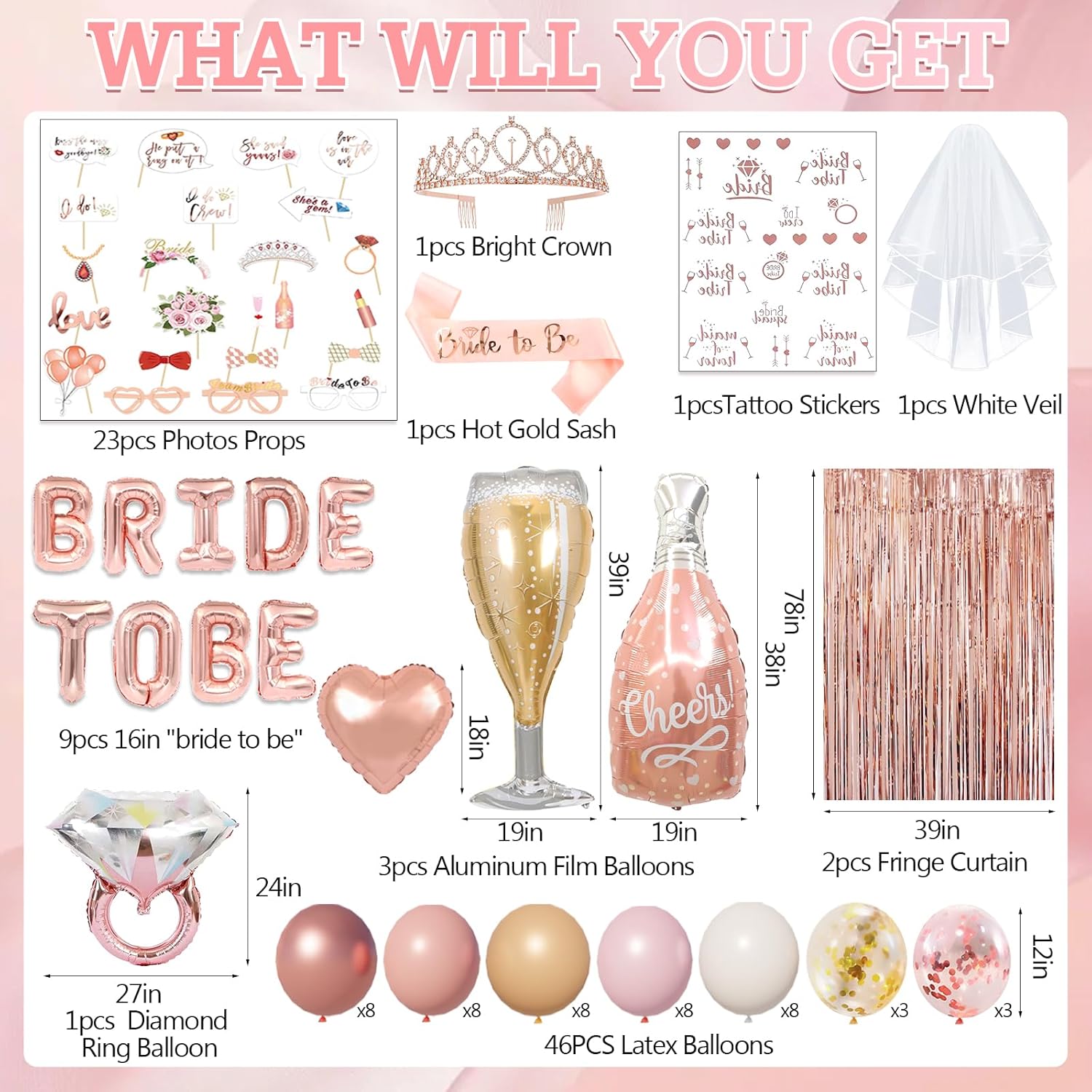 116 Pcs Bachelorette Party Decorations Set
