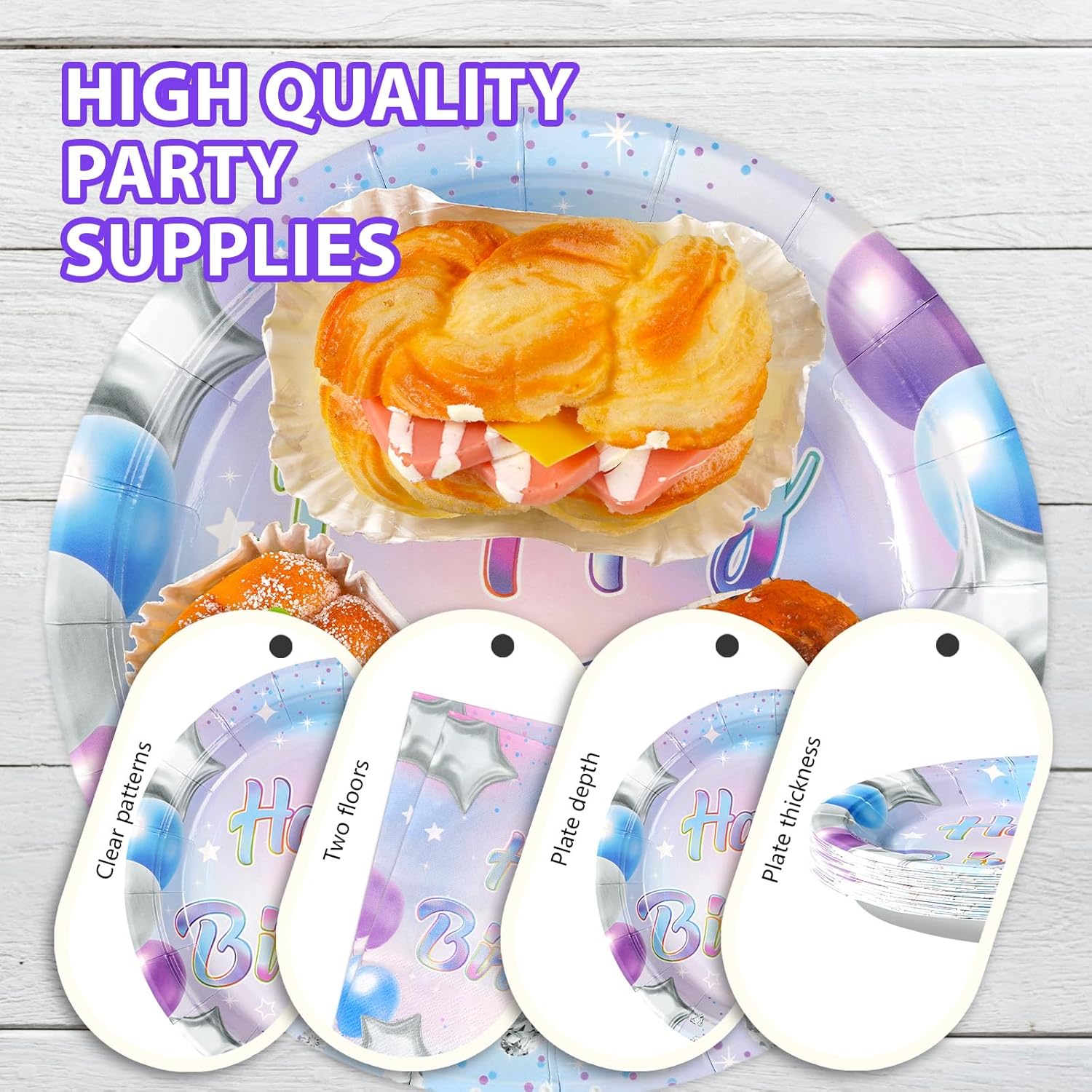 Grencian Iridescent Birthday Party Decorations 96 Pcs Set