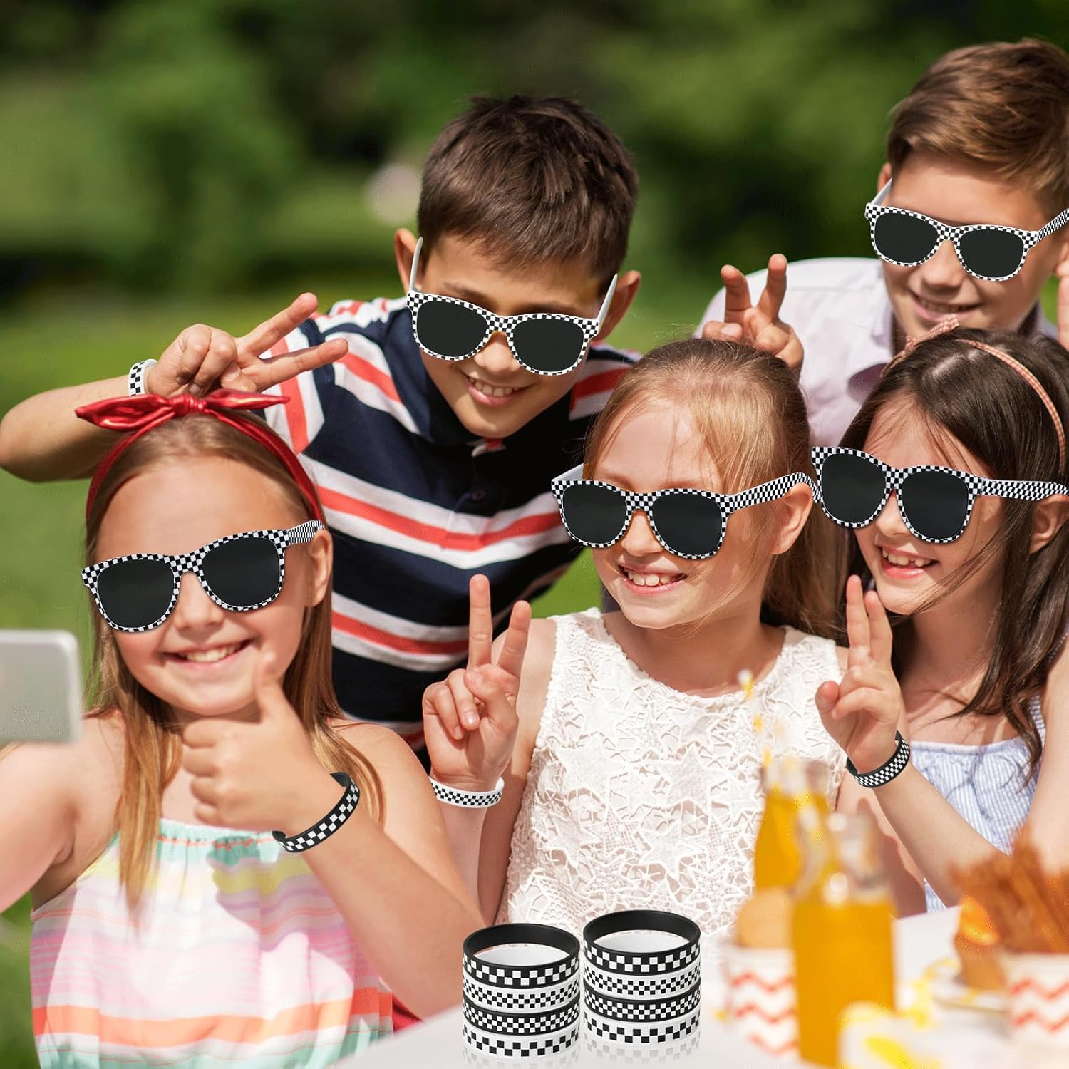 24PCS Race Car Sunglasses Wristbands Party Set
