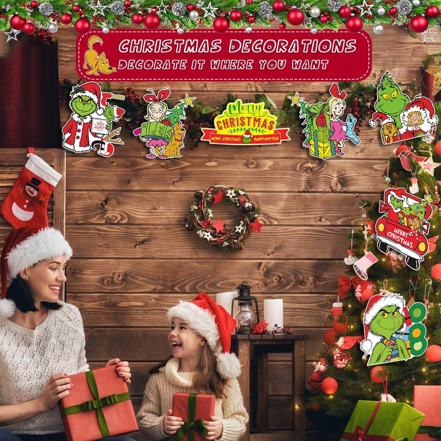 11Pcs Large Funny Christmas Door Decor Kit