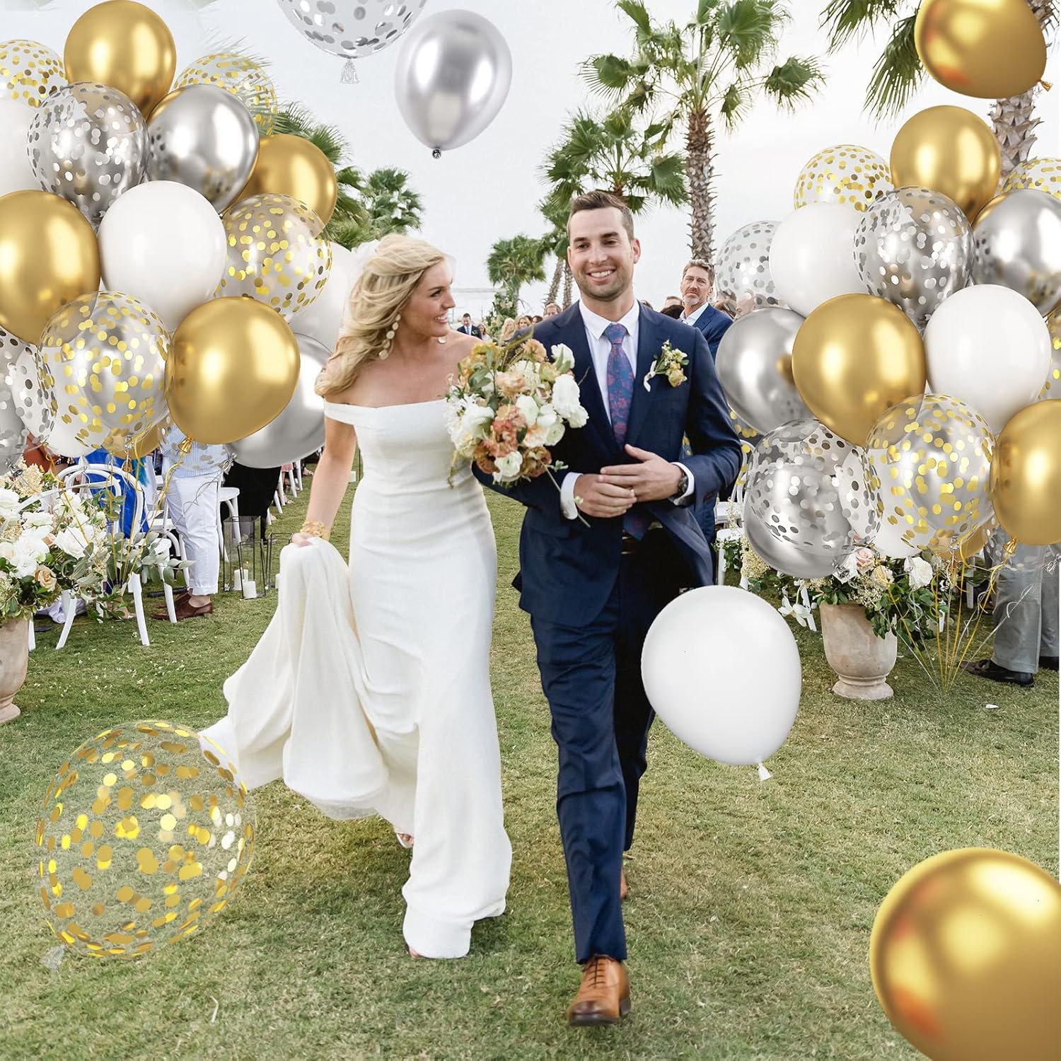 Paready 60 Pcs 12 Inch Metallic Balloons Set
