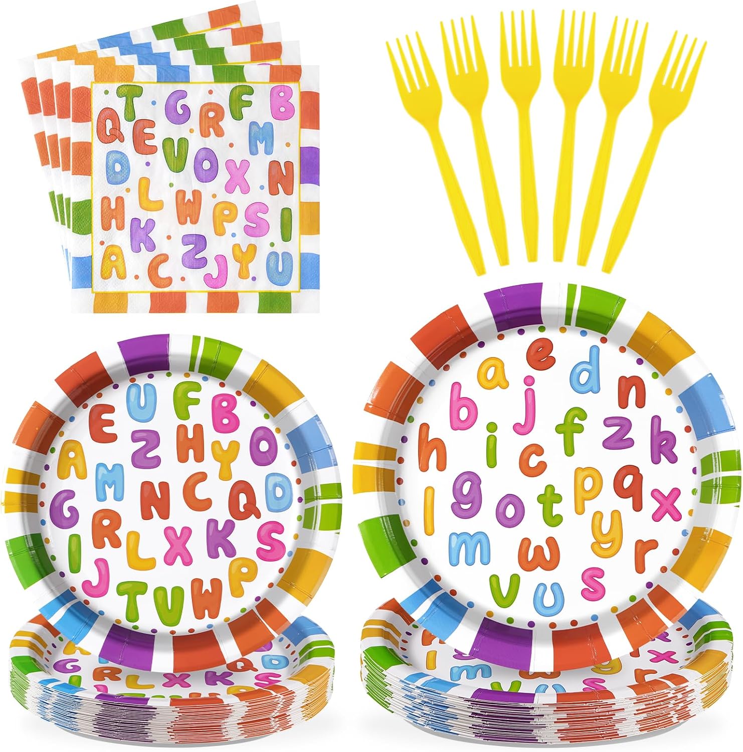 Grencian 96Pcs Alphabet Number Party Supplies Set for Kids and Adults