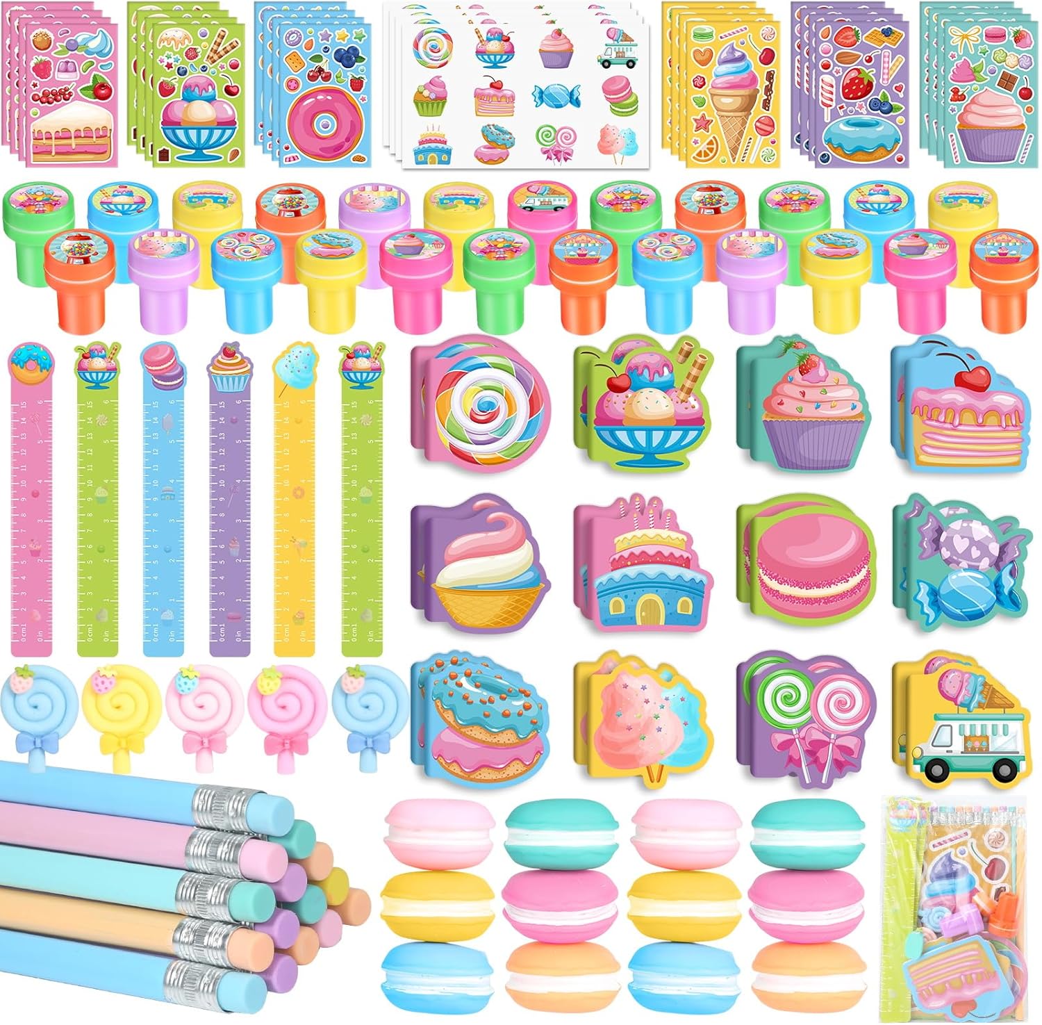 BenLouis 96Pcs Candyland Party Favors Mini Notebook Set for Kids