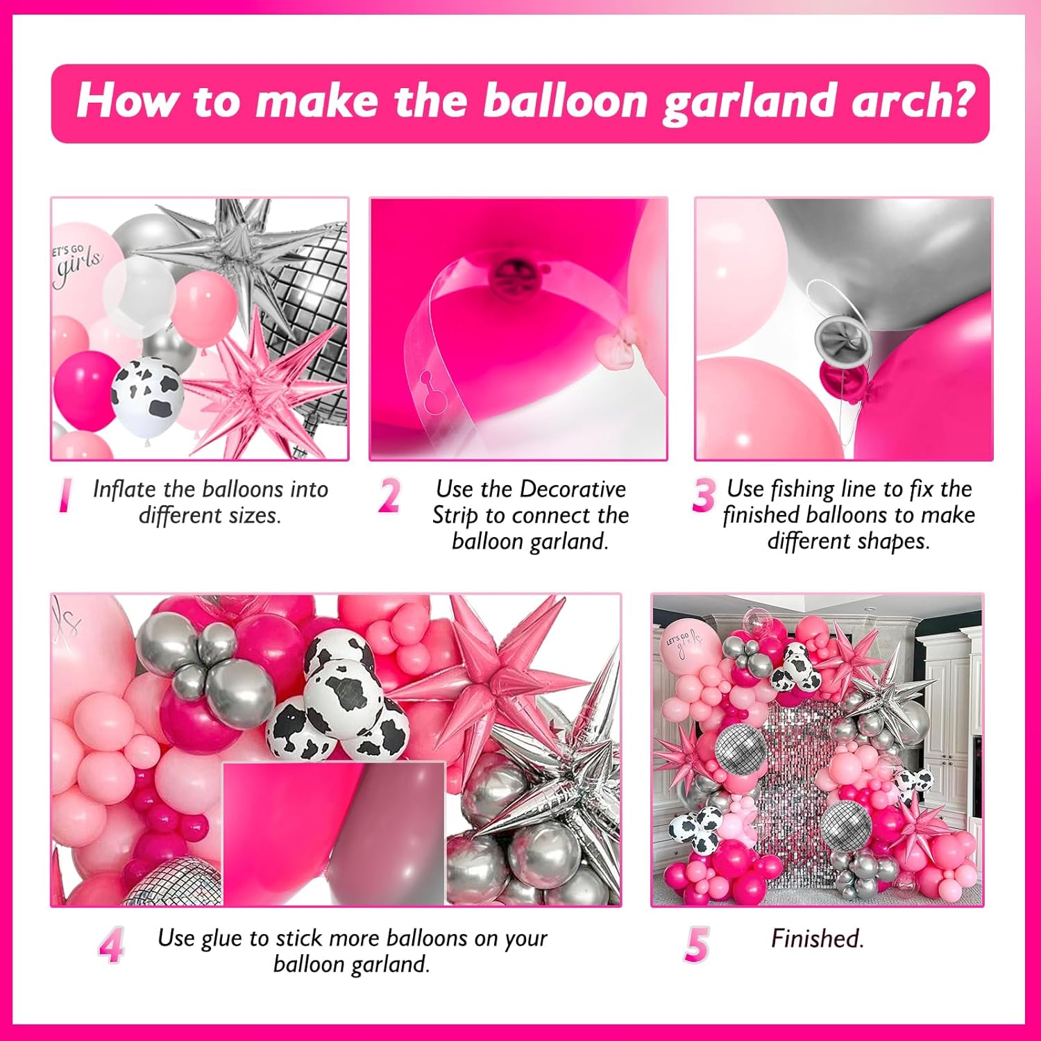 128pcs Disco Cowgirl Balloon Decor Kit