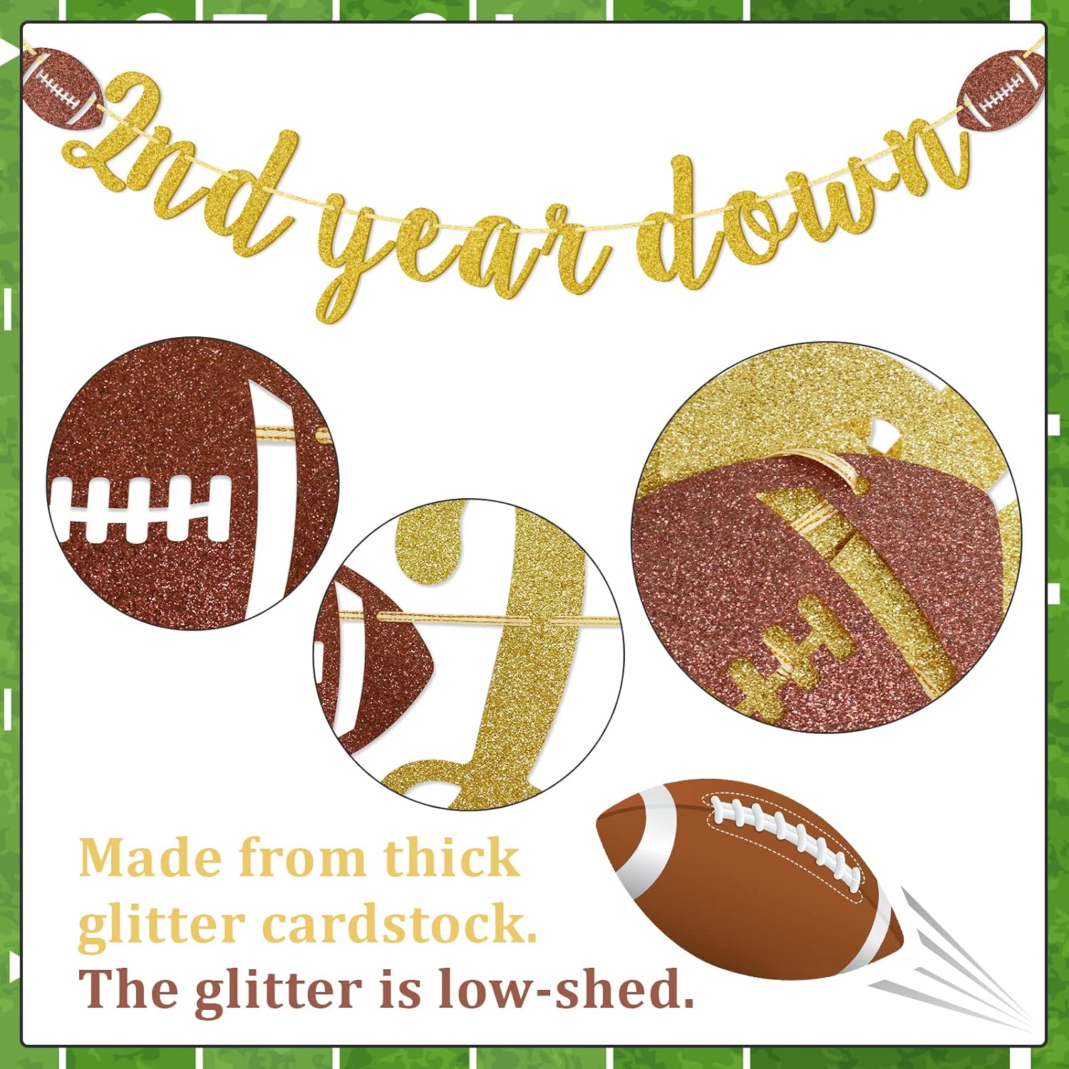 2nd Birthday Glitter Banner with Pre-Strung Letters