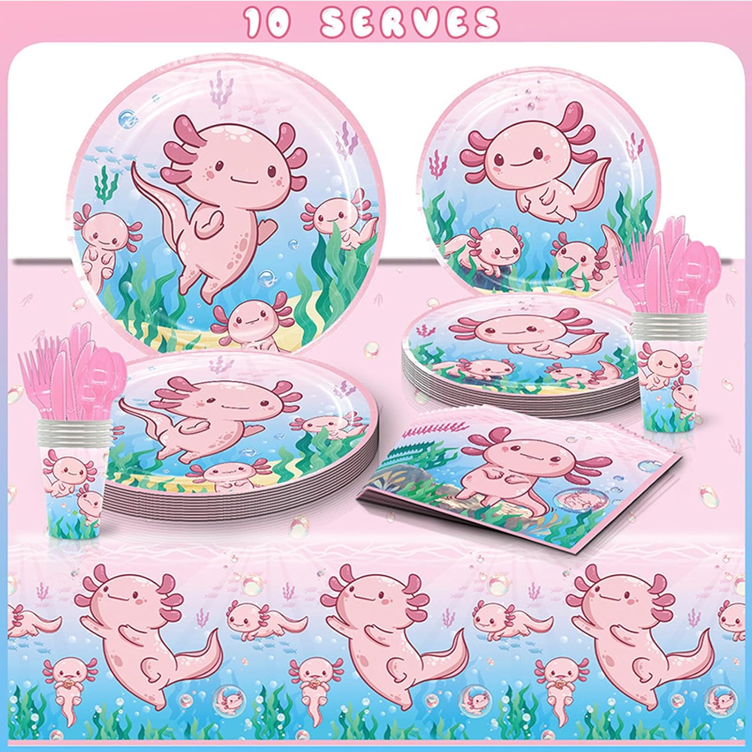 81 Pcs Axolotl Birthday Party Supplies Set