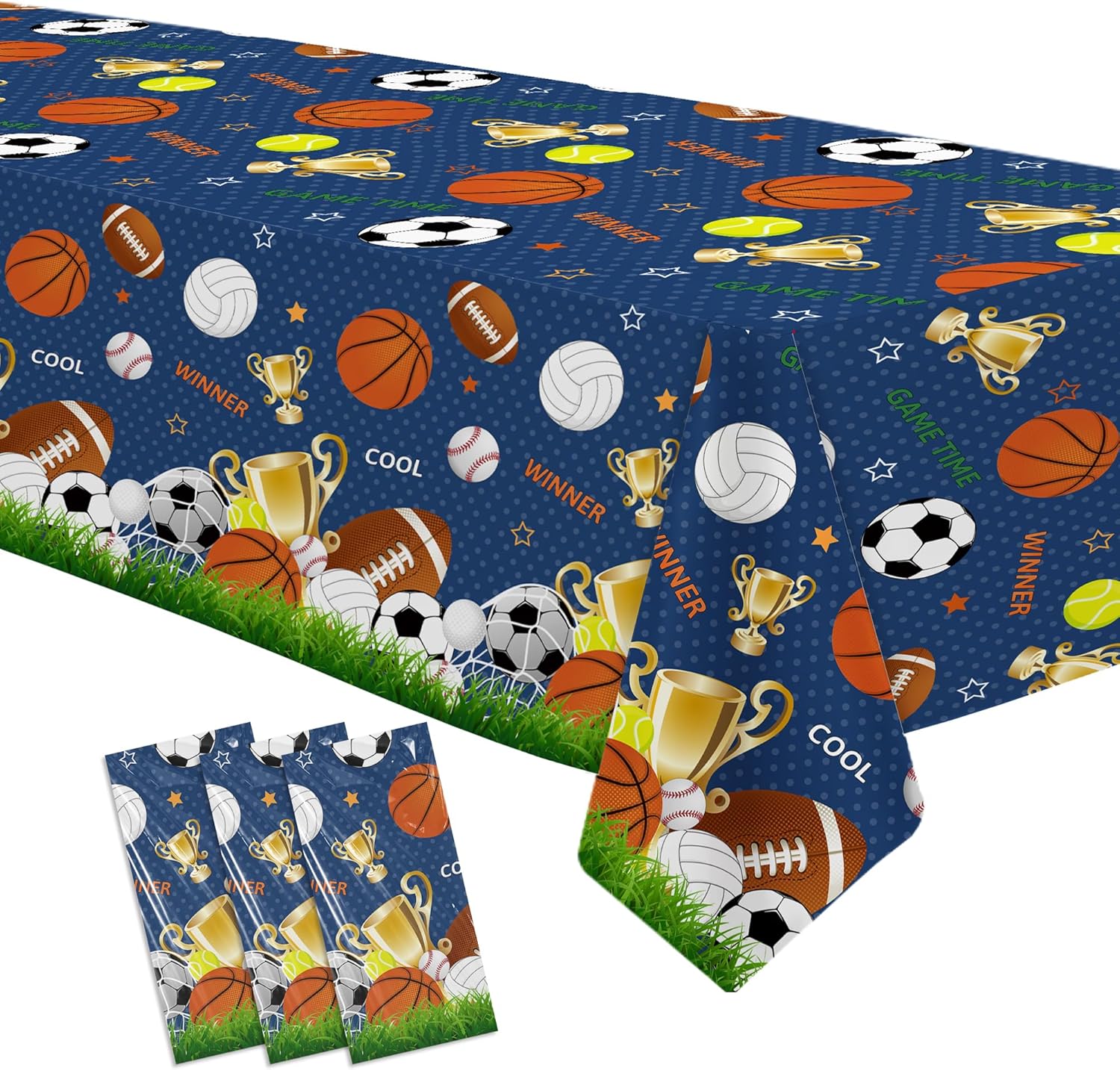 Owelleny Sports Birthday Tablecloth Set 3Pcs