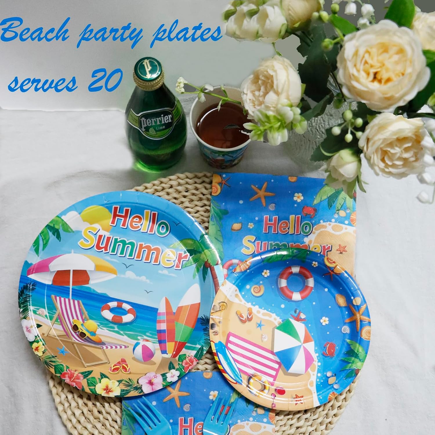 Decodinli 20 Piece Beach Party Tableware Set
