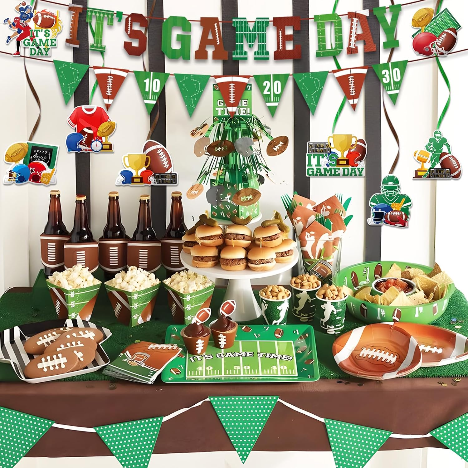 Super Football Party Decorations 2025 Game Day Banner Hanging Swirls
