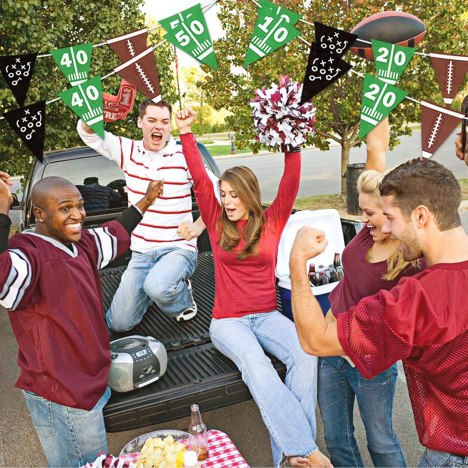 4Pcs Football Triangle Banner Decorations for Parties