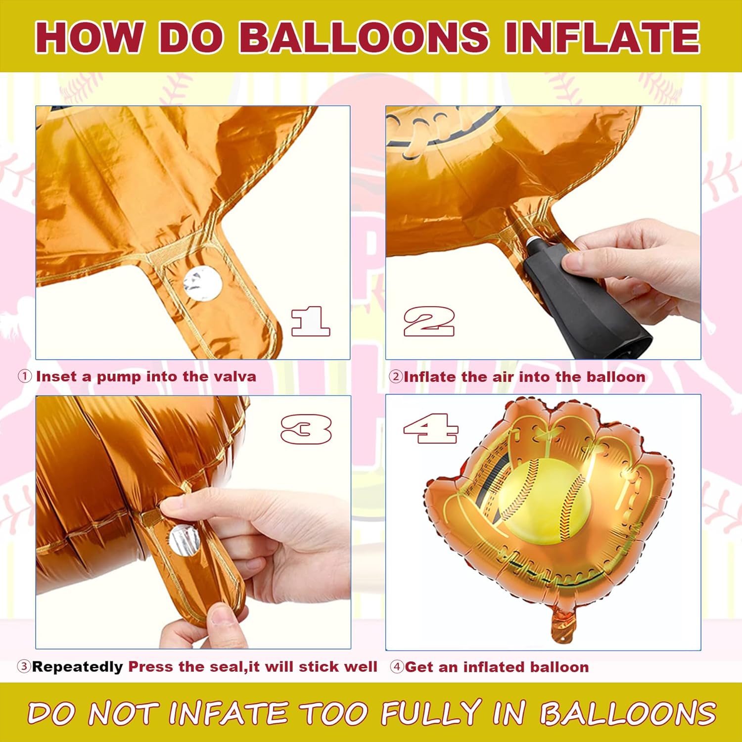 HEPAPATE Softball Themed Balloons Party Decor 12pcs Set