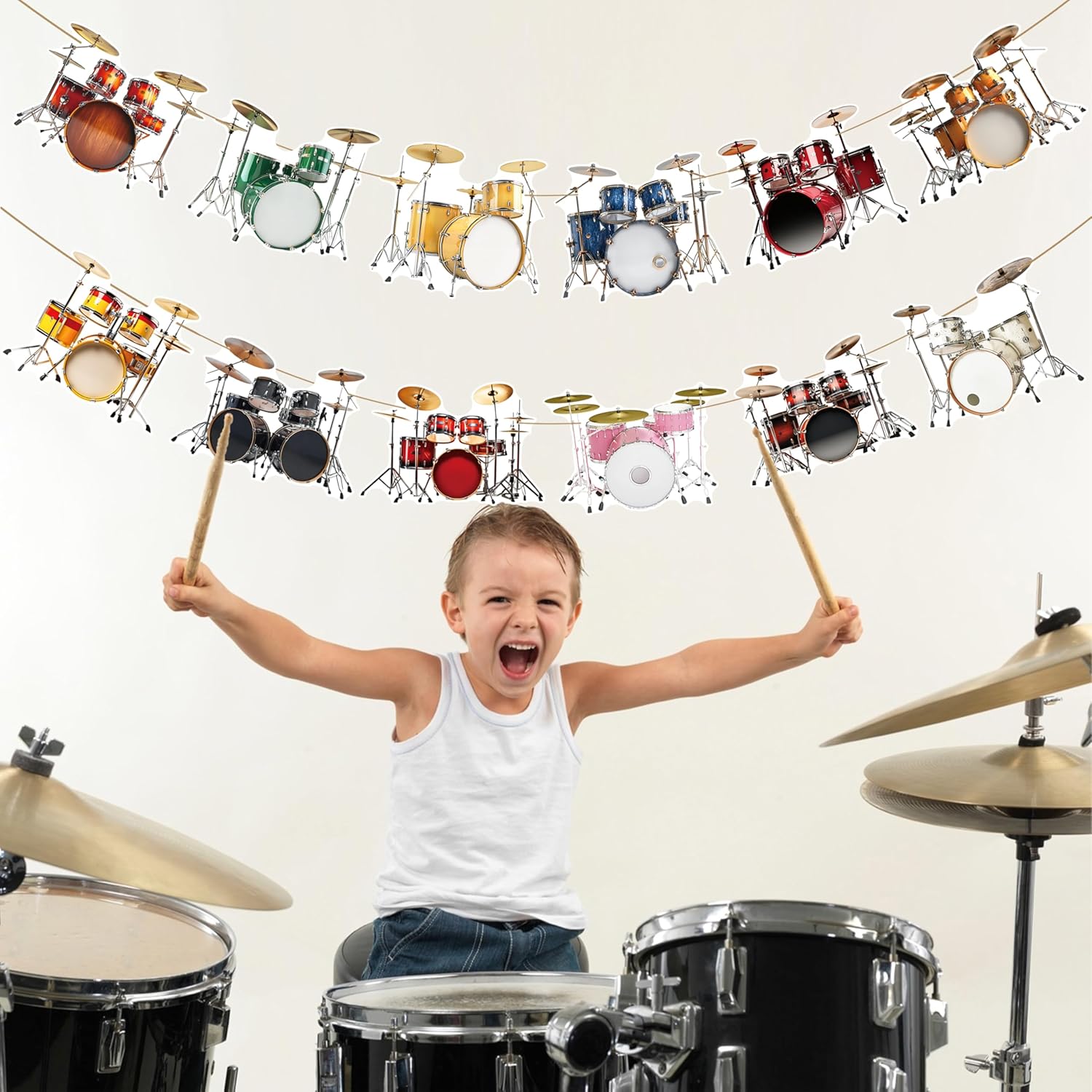 2pcs Drum Banners for Birthday Party Decorations