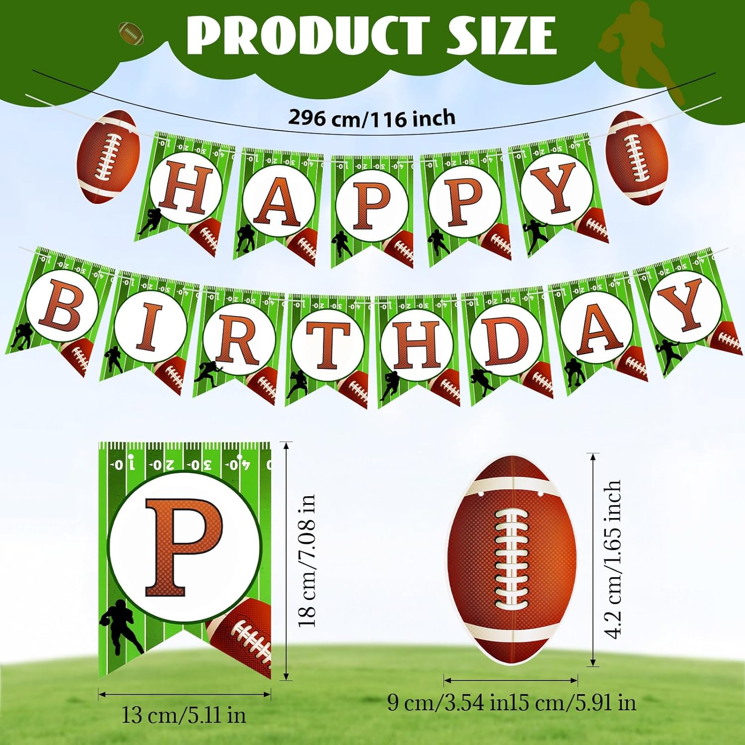 Football Birthday Banner with String Flags