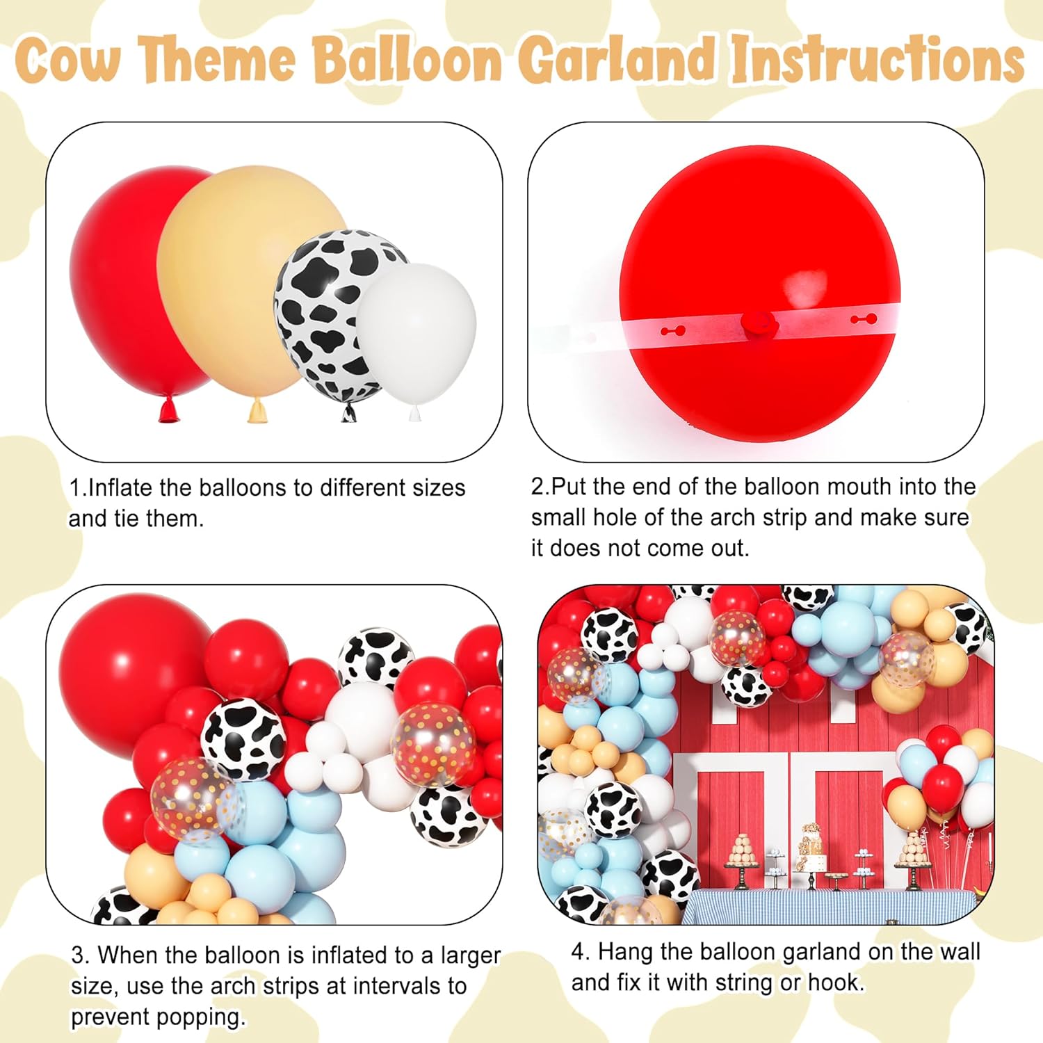170Pcs Farm Animal Balloon Garland Arch Kit