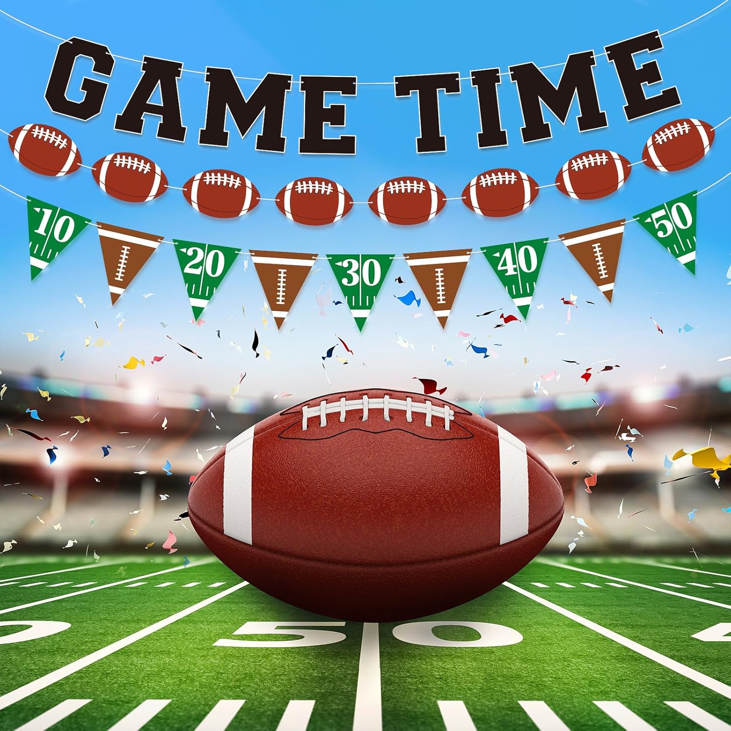Football Banner Garland for Game Day Party Decor