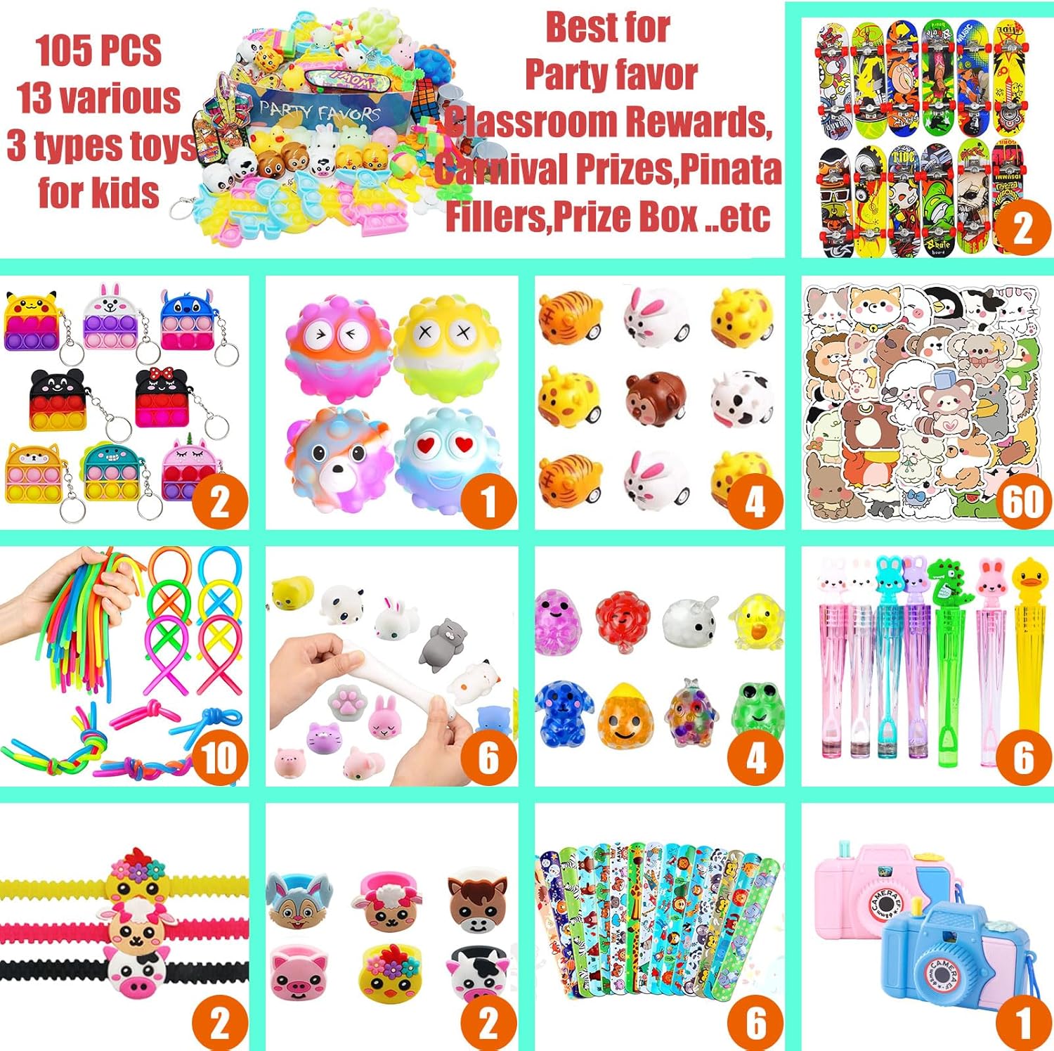 105 PCS Kids Party Favors Toy Assortment