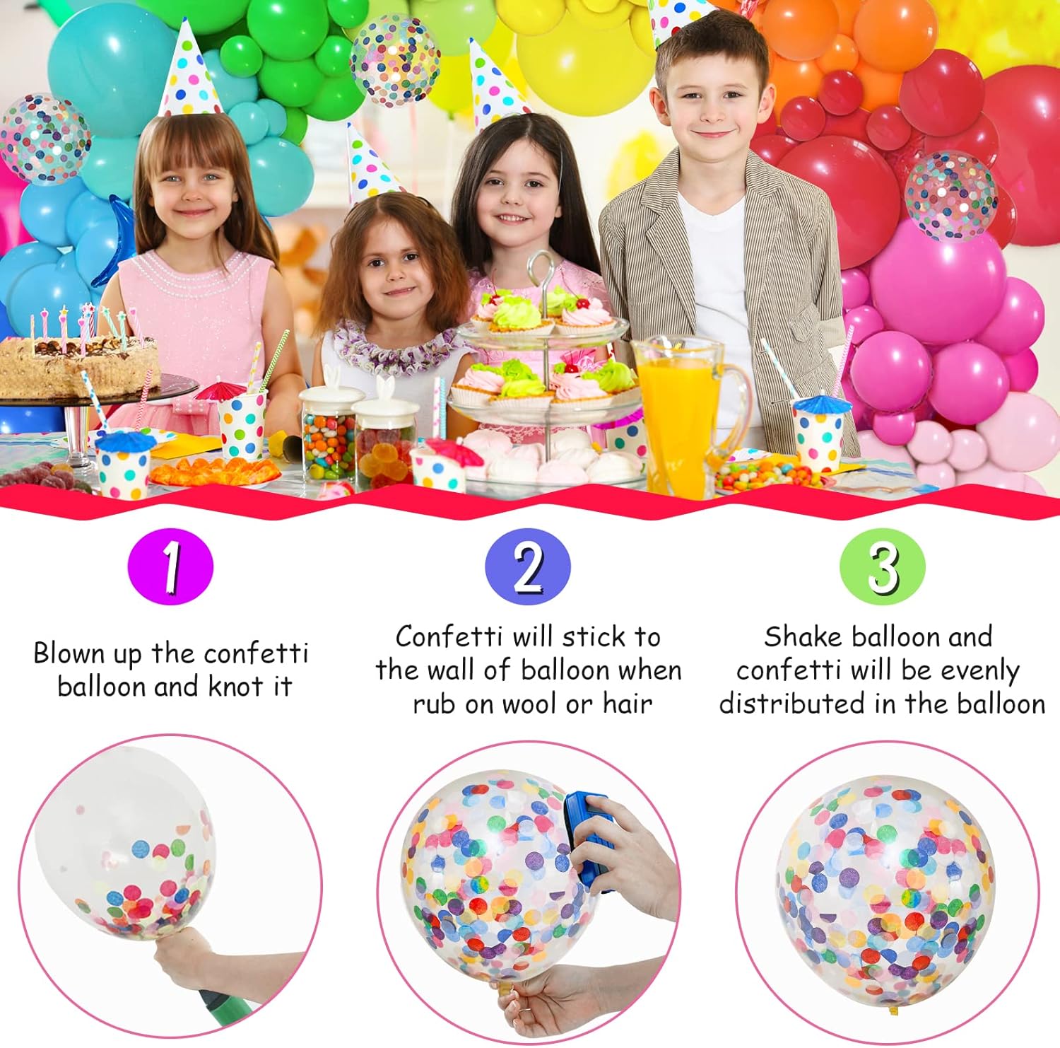 PERPAOL 146pcs Rainbow Balloon Arch Kit with Star Foil Confetti Balloons