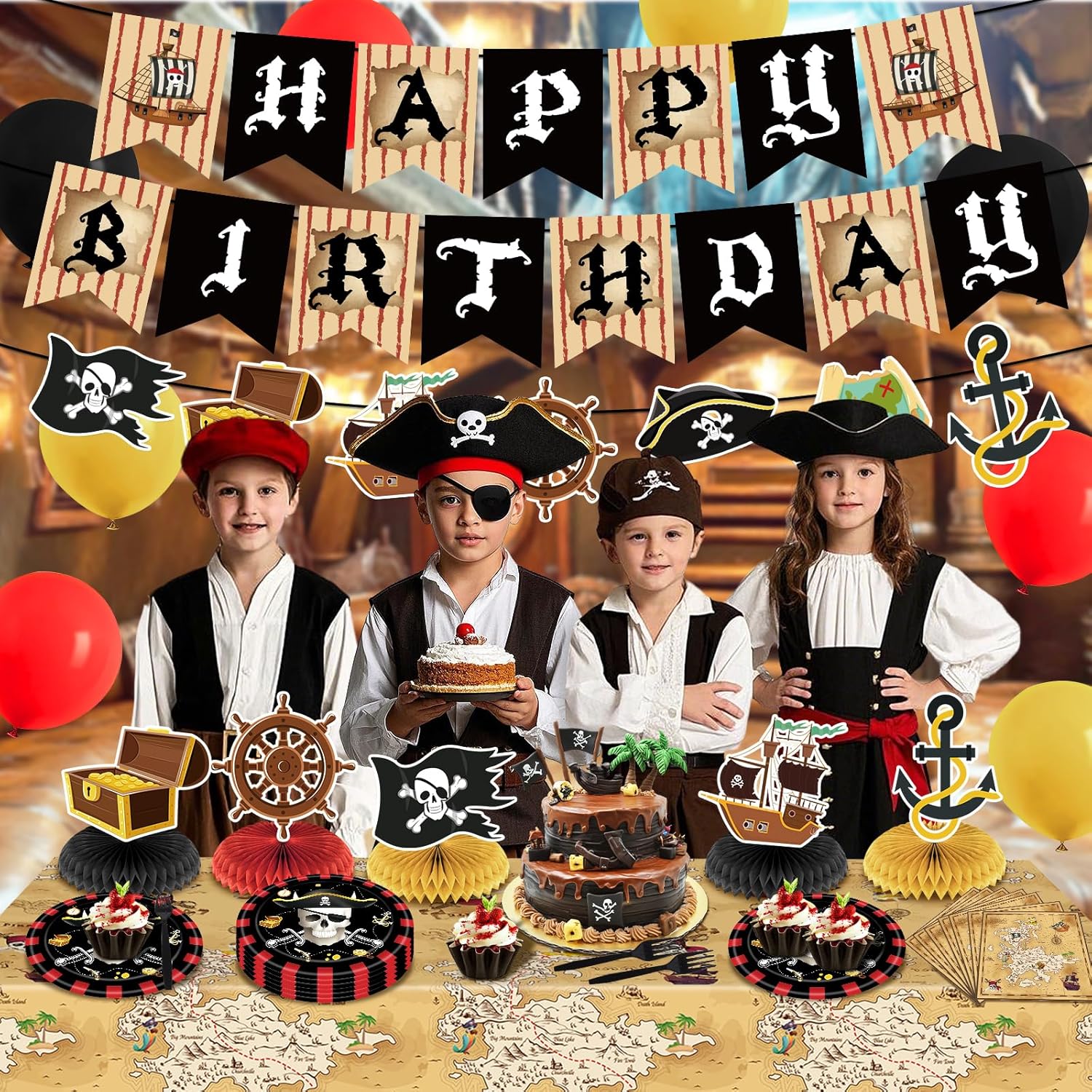 Pirate Party Decorations Set 62Pcs for Boys