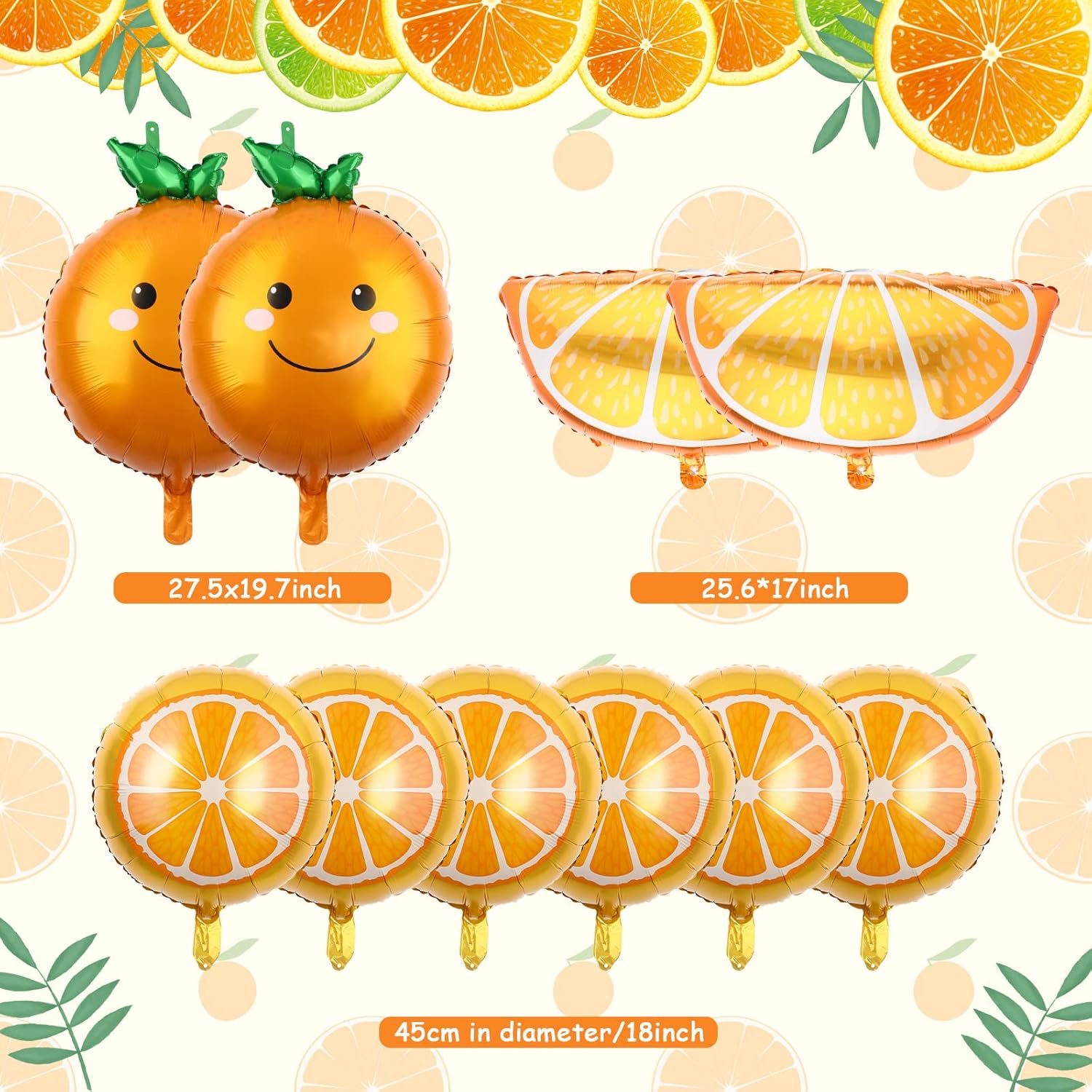 Gejoy 10 Pack Orange Foil Balloons Birthday Decor