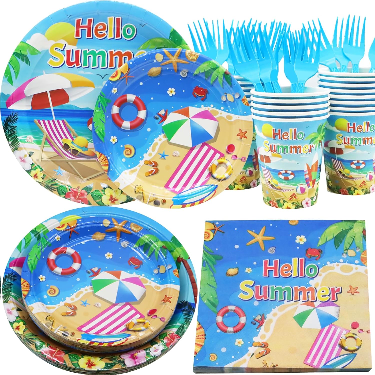 Decodinli 20 Piece Beach Party Tableware Set