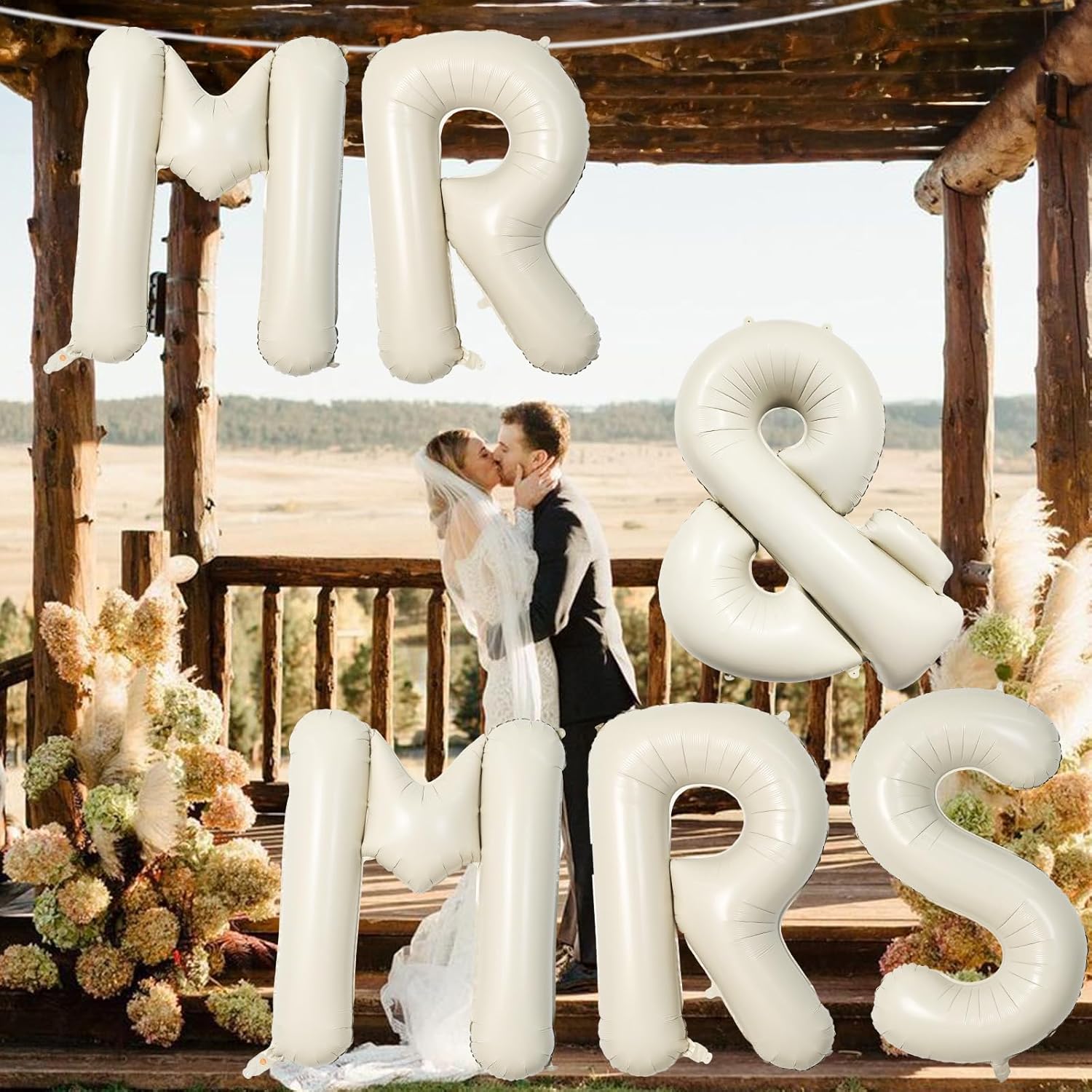 40 Inch Beige Mr Mrs Balloons Wedding Decor