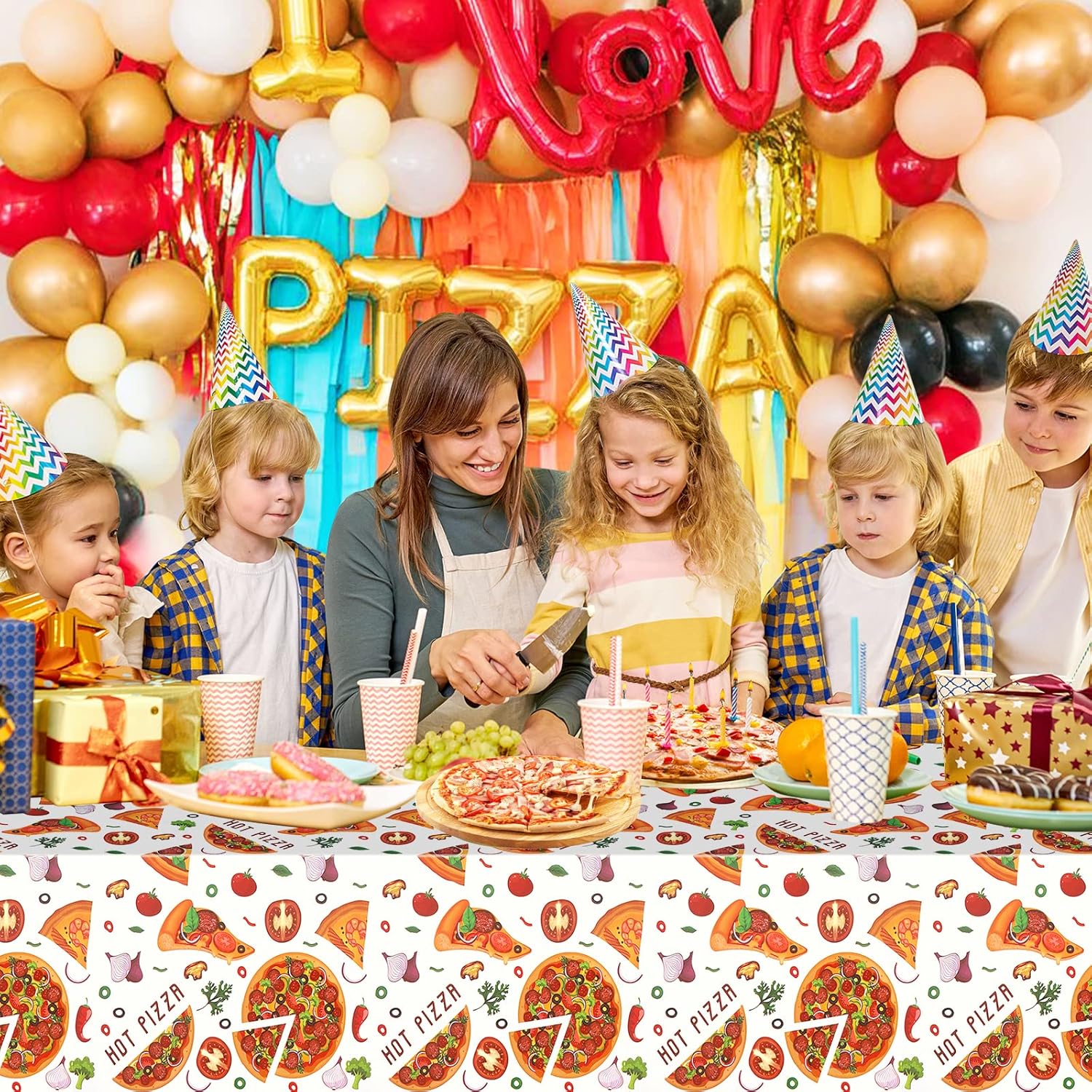 PHOGARY Pizza Tablecloth for Party Tables