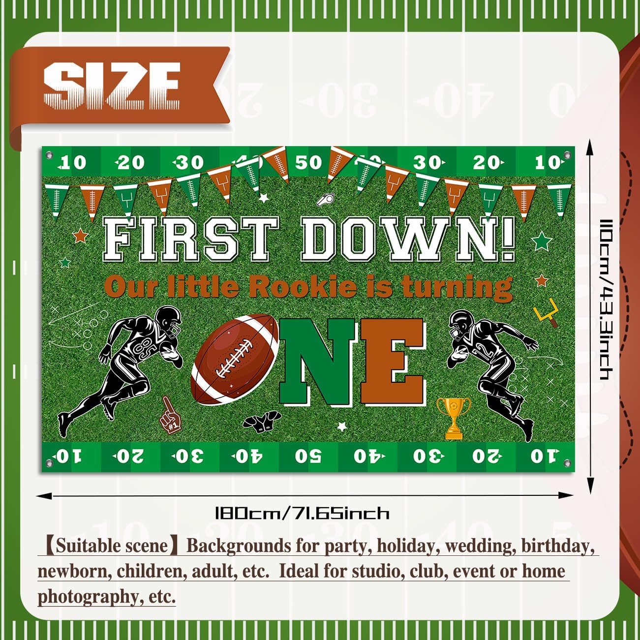 Football 1st Birthday Banner for Boys 5x3ft