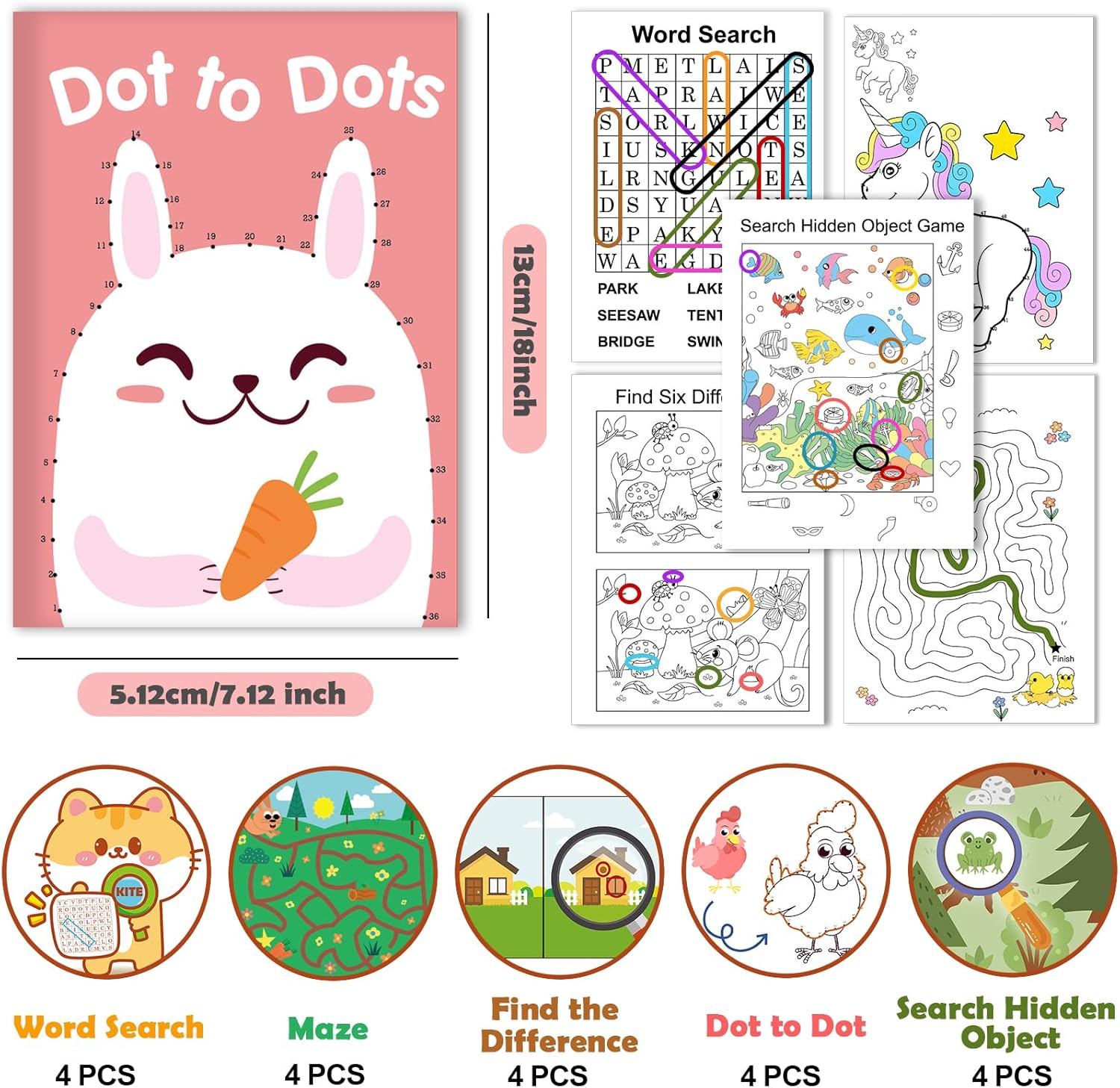 20 Pack Small Activity Books for Kids Age 4-8