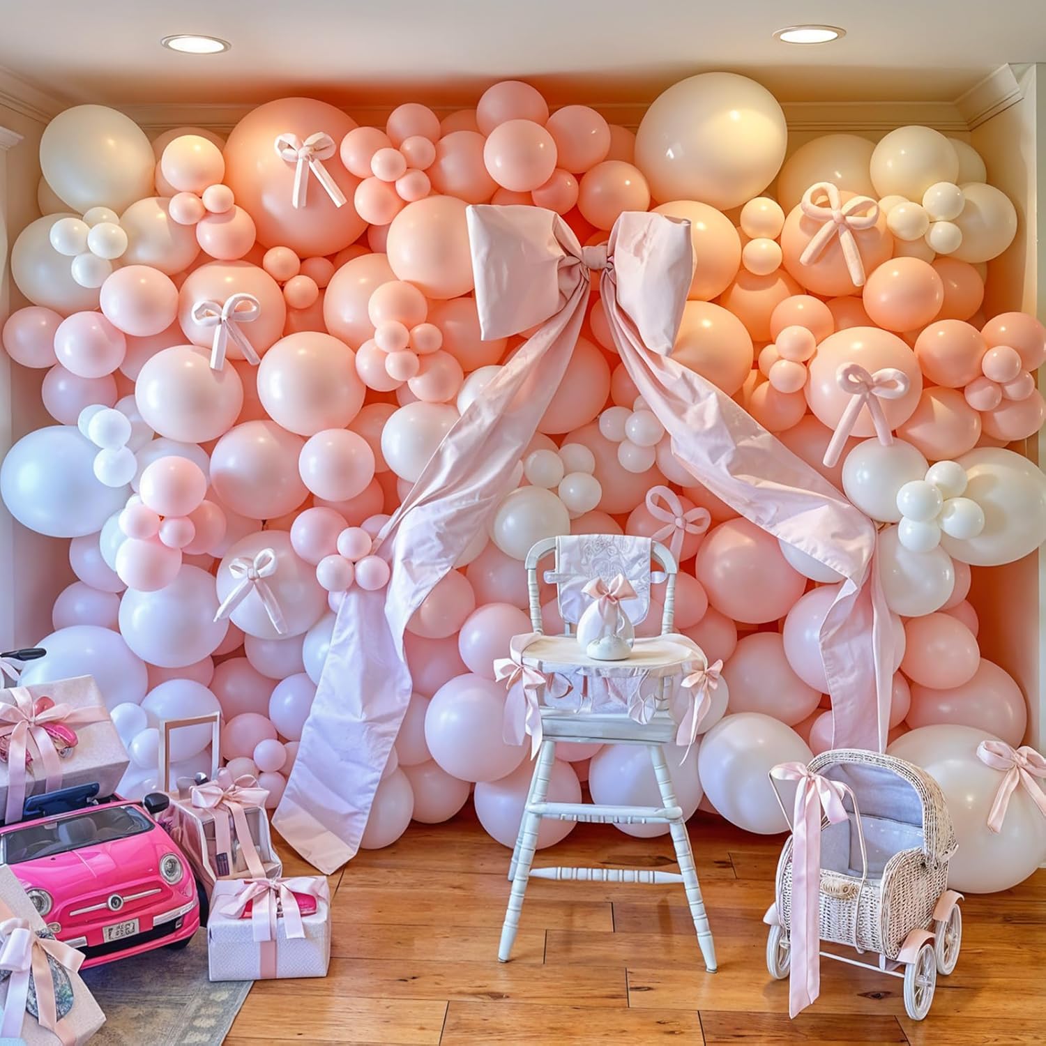 Pink Bow Balloon Arch Kit 91 Pcs Birthday Decor