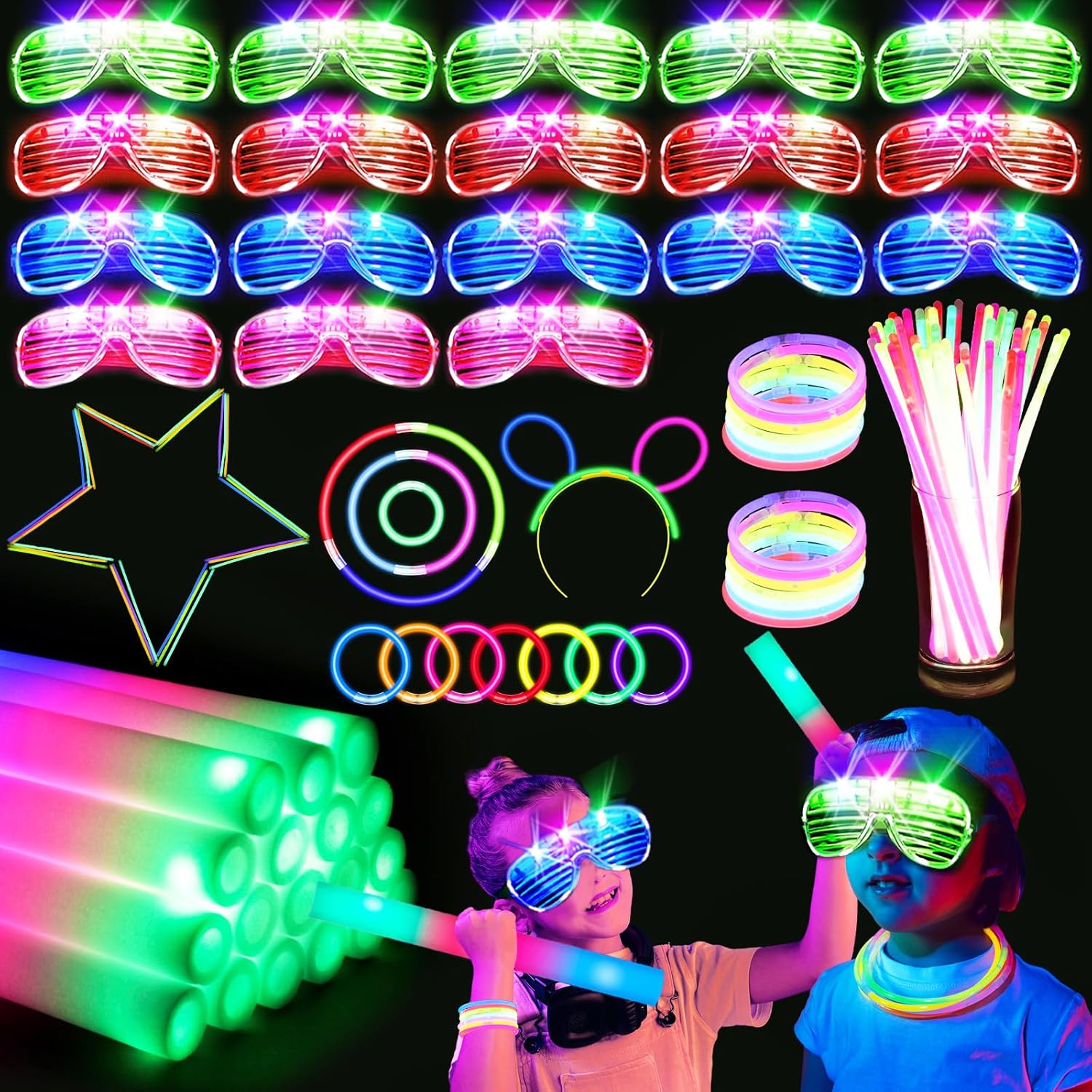236PCS Glow in the Dark Party Supplies Set