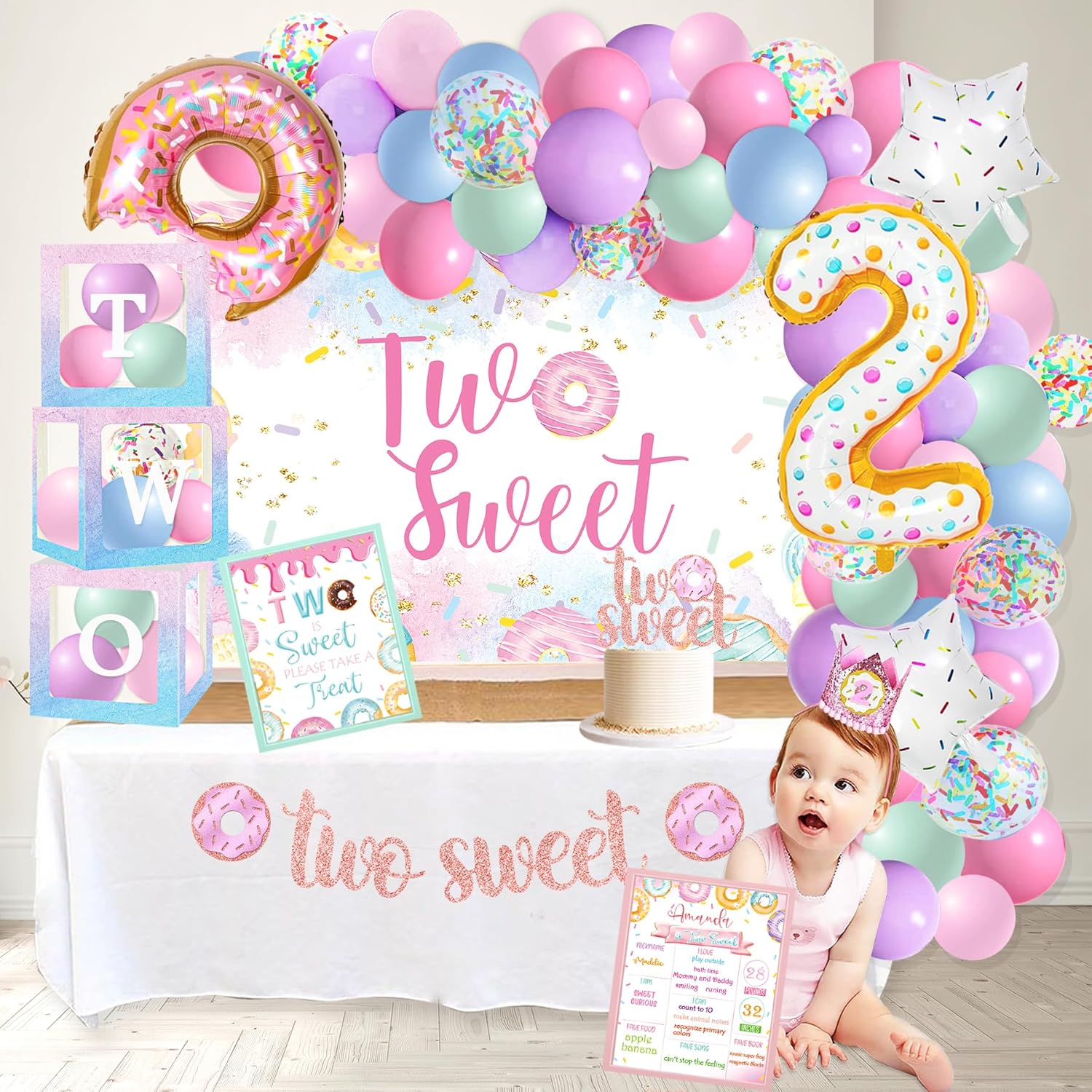 Two Sweet Donut Birthday Party Decorations Set