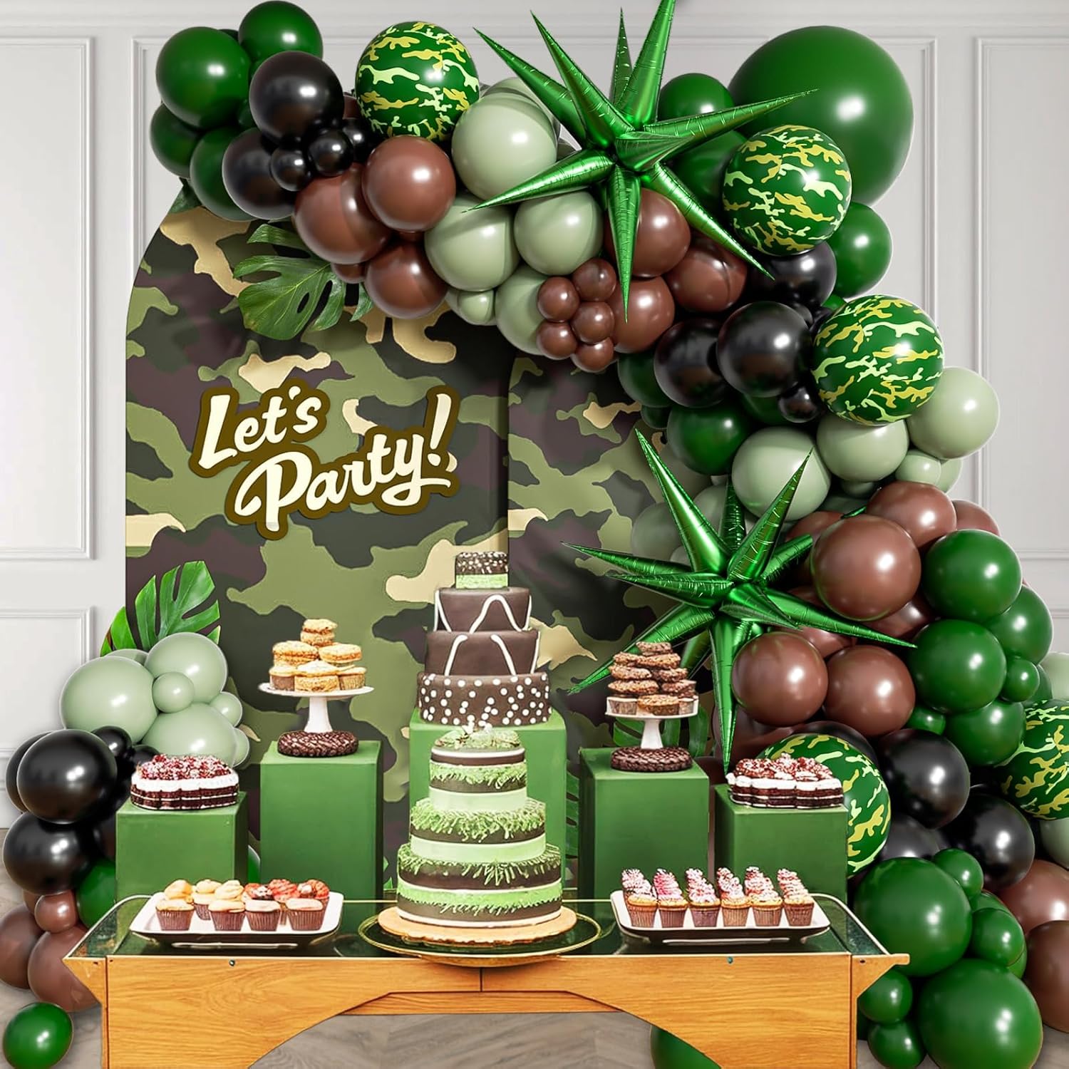 137pcs Camo Balloon Arch Kit for Jungle Birthday Decorations