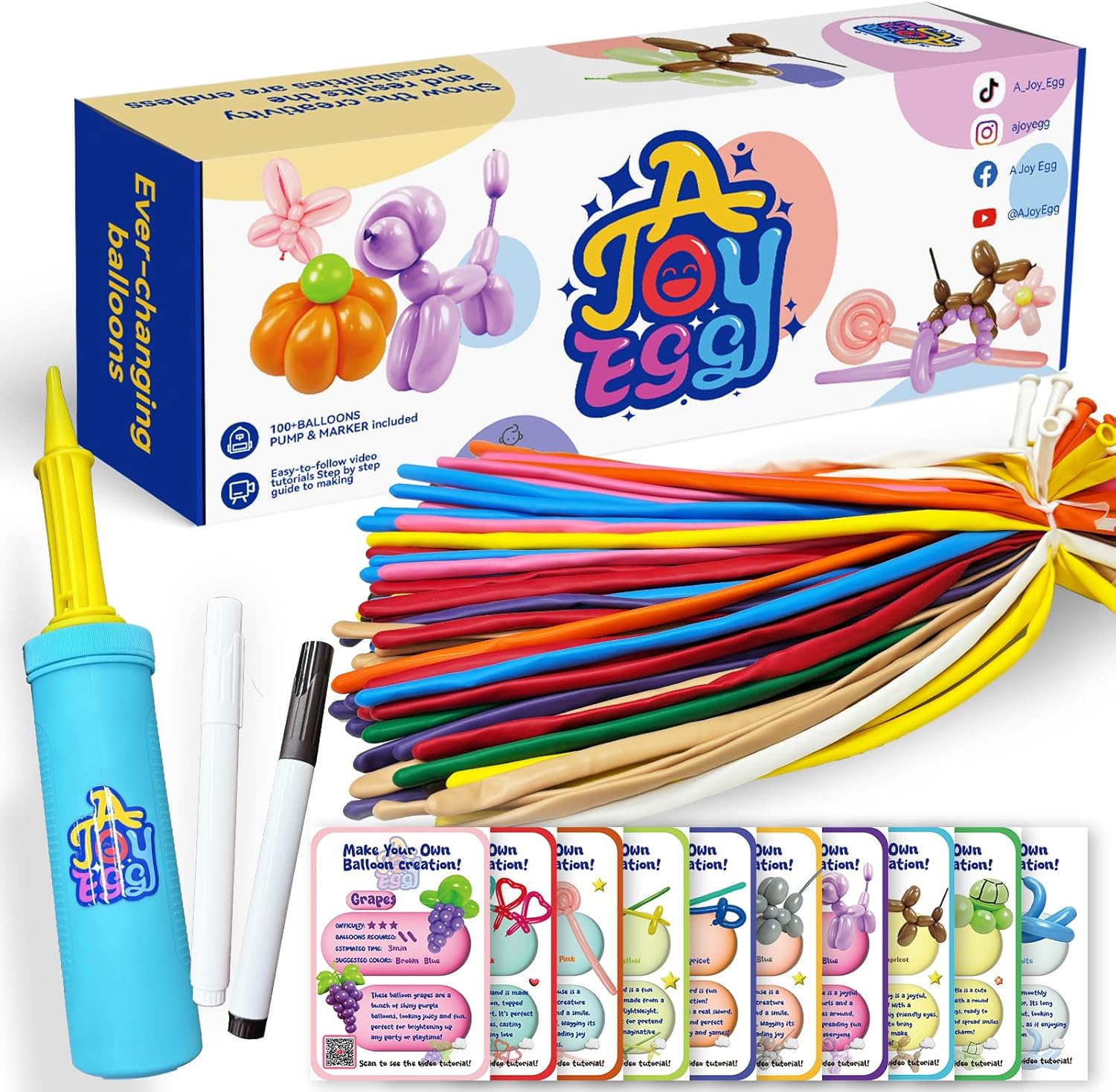 AJOYEGG Balloons Animal Kit with Pump for Kids