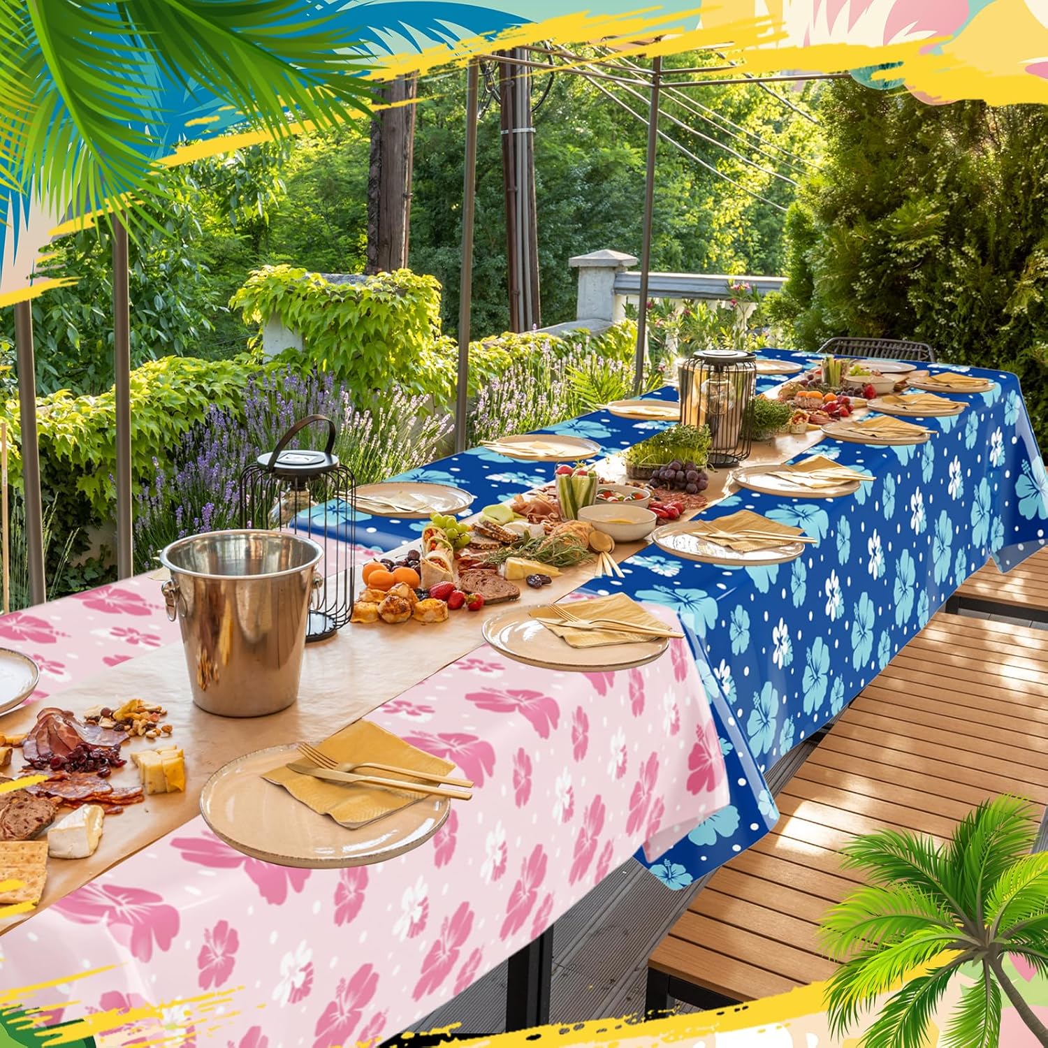 Oudain Hawaii Hibiscus Tablecloth Set