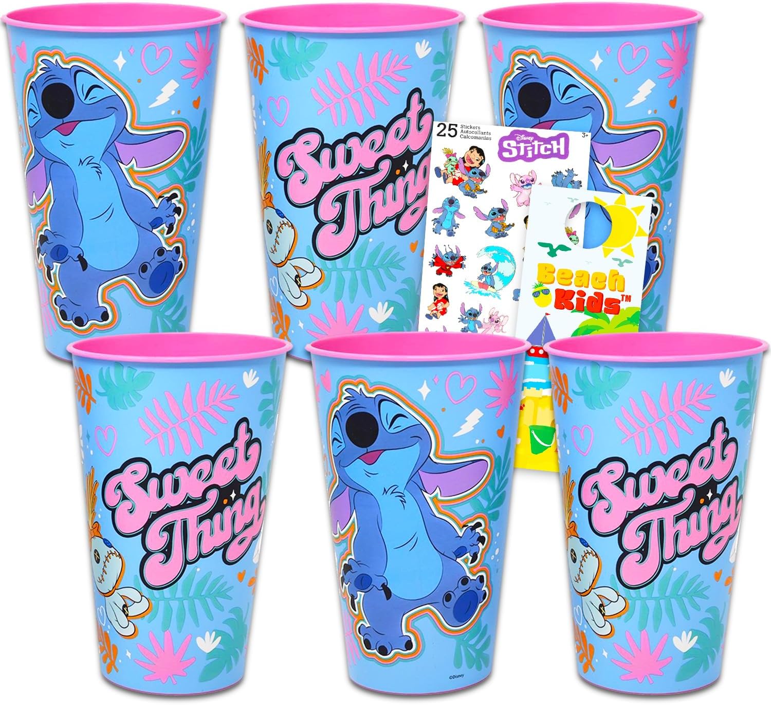 Disney Stitch Reusable Tumbler Cup Pack 6 Piece